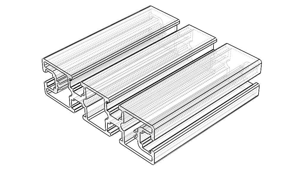 Extruded Aluminium Profile Enclosures Set for Partition Wall Low-poly 3D model_36