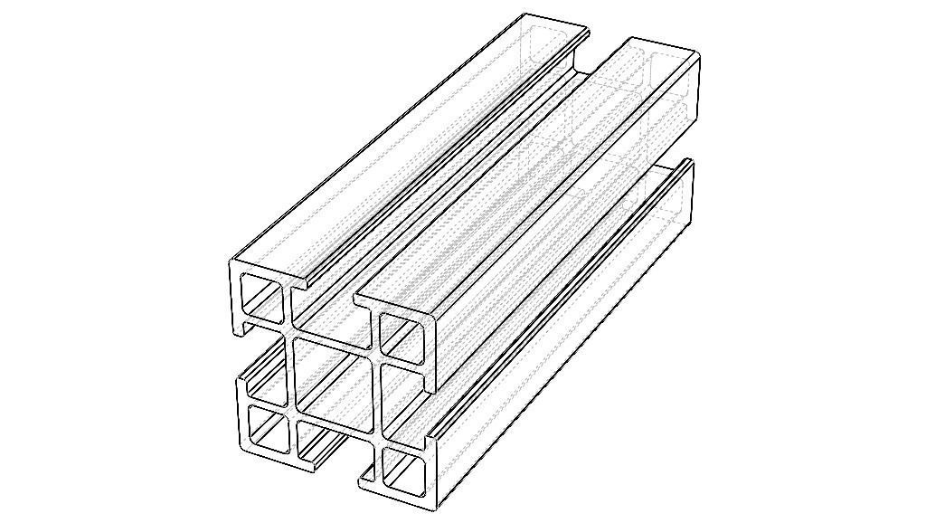 Extruded Aluminium Profile Enclosures Set for Partition Wall Low-poly 3D model_48