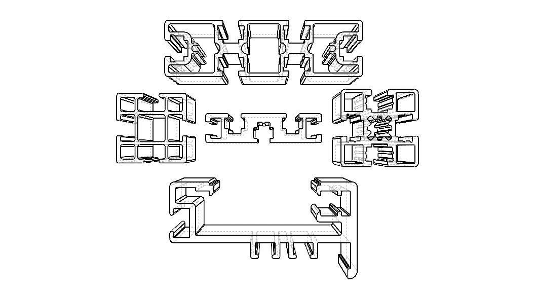 Extruded Aluminium Profile Enclosures Set for Partition Wall Low-poly 3D model_12