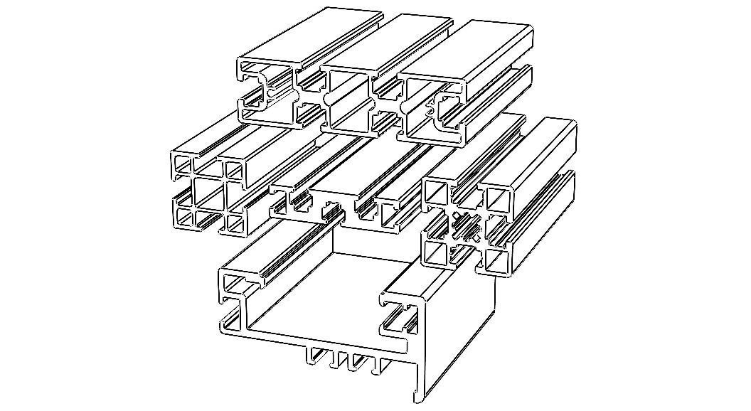 Extruded Aluminium Profile Enclosures Set for Partition Wall Low-poly 3D model_7
