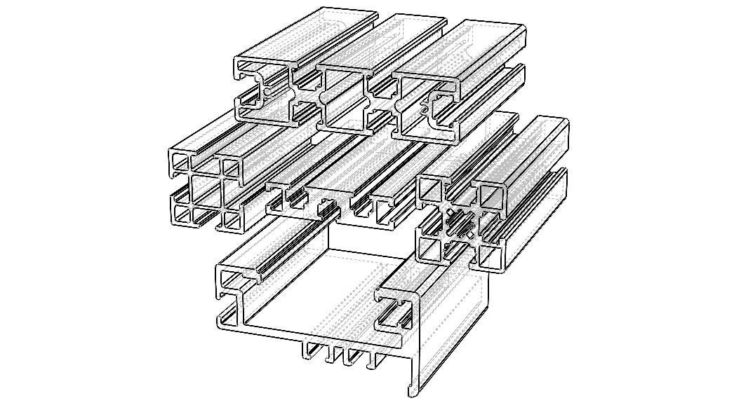 Extruded Aluminium Profile Enclosures Set for Partition Wall Low-poly 3D model_8