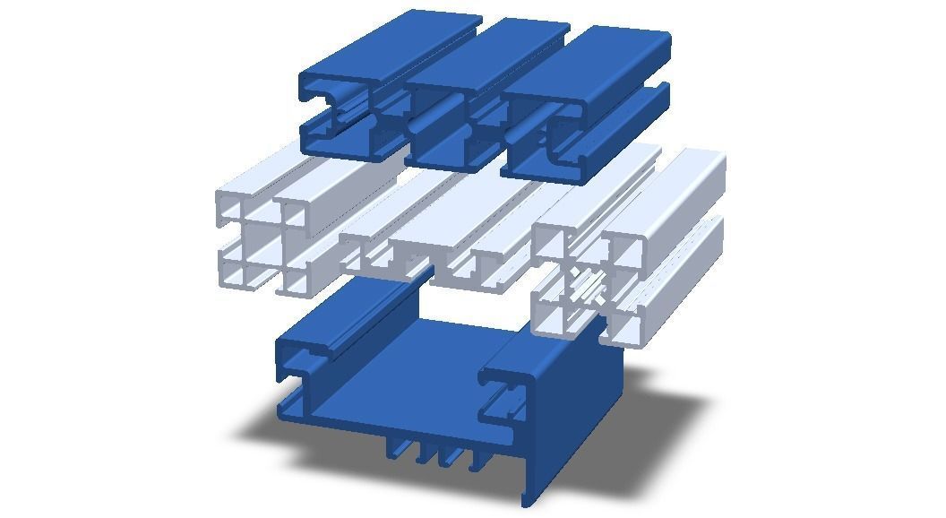 Extruded Aluminium Profile Enclosures Set for Partition Wall Low-poly 3D model_10