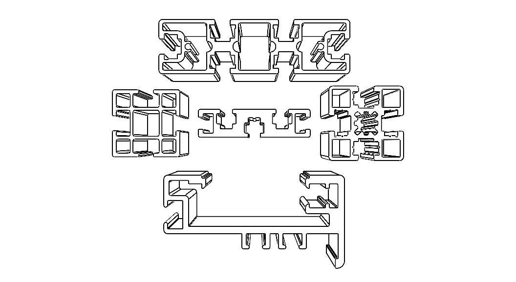 Extruded Aluminium Profile Enclosures Set for Partition Wall Low-poly 3D model_11