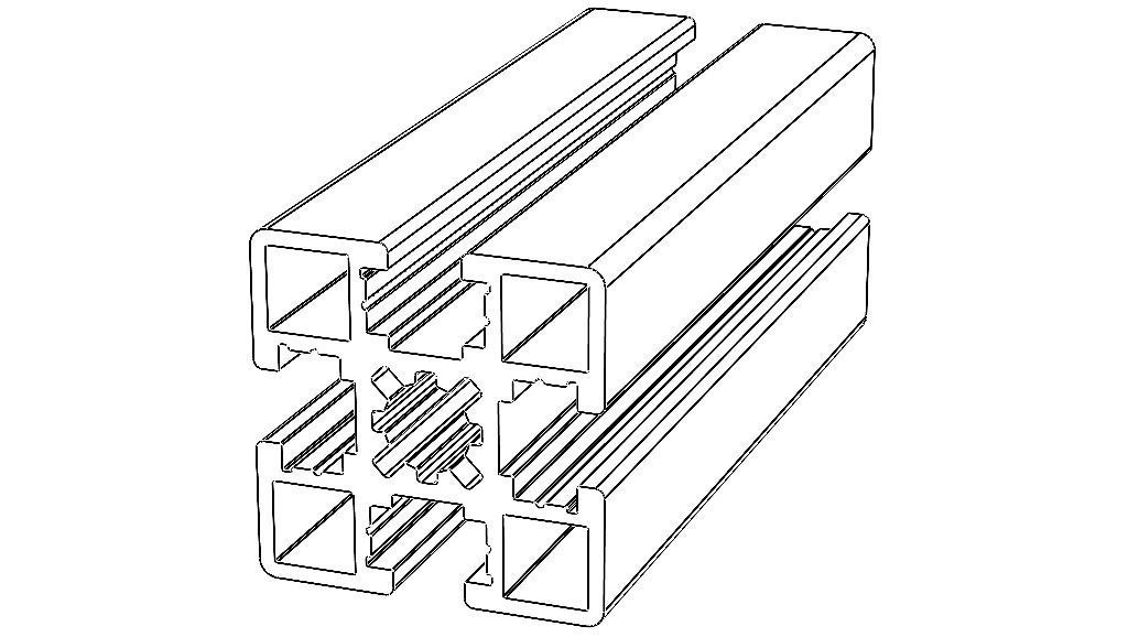 Extruded Aluminium Profile Enclosures Set for Partition Wall Low-poly 3D model_63