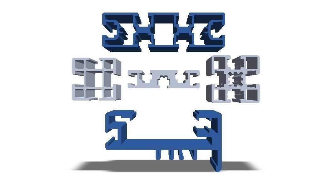 Extruded Aluminium Profile Enclosures Set for Partition Wall Low-poly 3D model_14