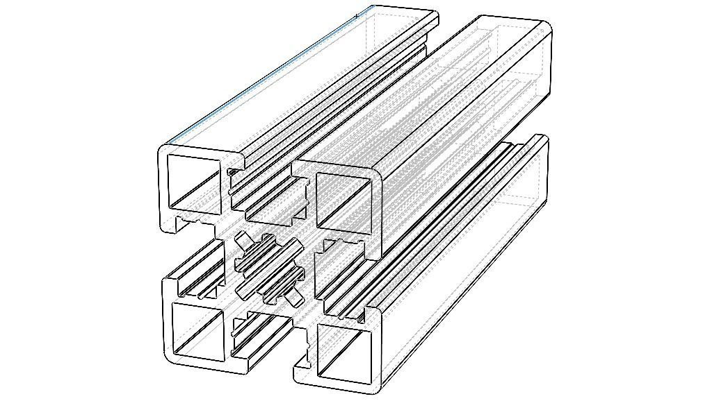 Extruded Aluminium Profile Enclosures Set for Partition Wall Low-poly 3D model_64