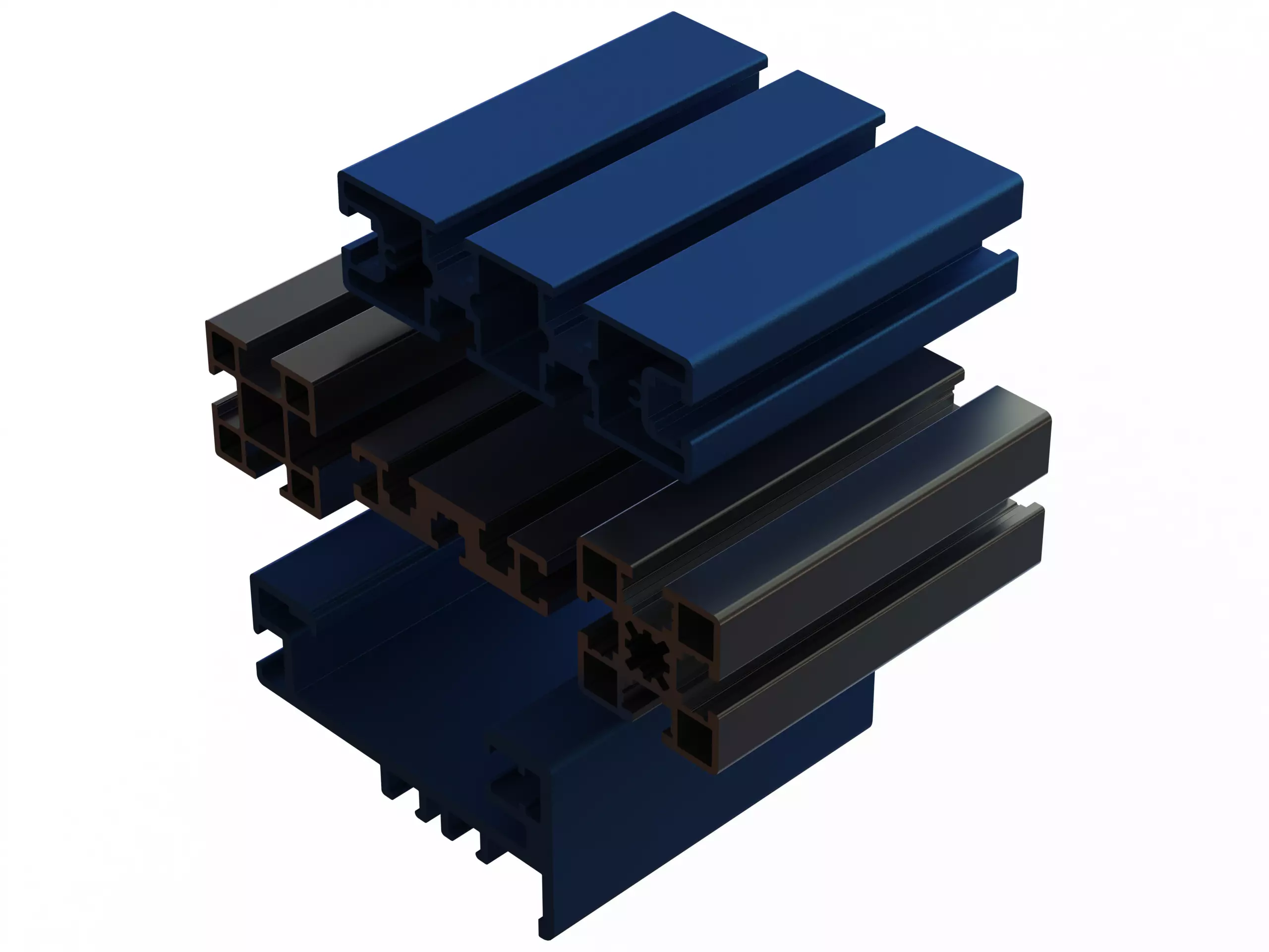 Extruded Aluminium Profile Enclosures Set for Partition Wall Low-poly 3D model_0