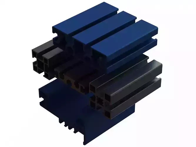 Extruded Aluminium Profile Enclosures Set for Partition Wall Low-poly 3D model Extruded Aluminium Profile Enclosures Set for Partition Wall Low-poly 3D model