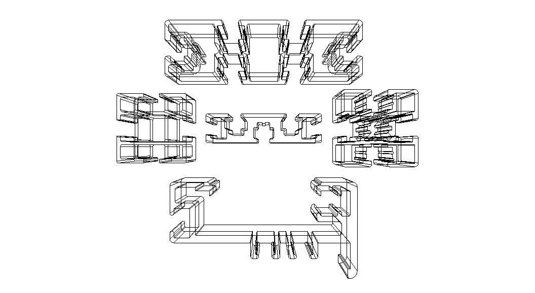 Extruded Aluminium Profile Enclosures Set for Partition Wall Low-poly 3D model_13