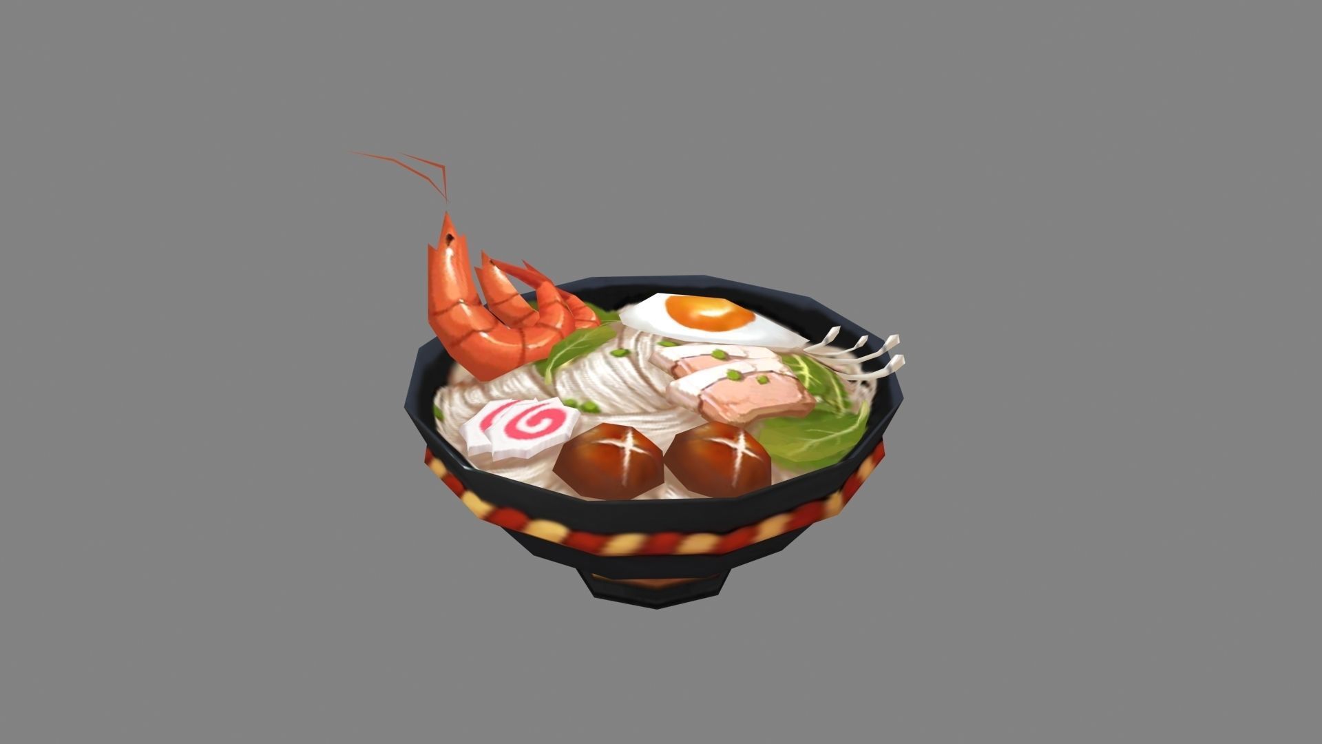 A bowl of noodles Low-poly 3D model_1