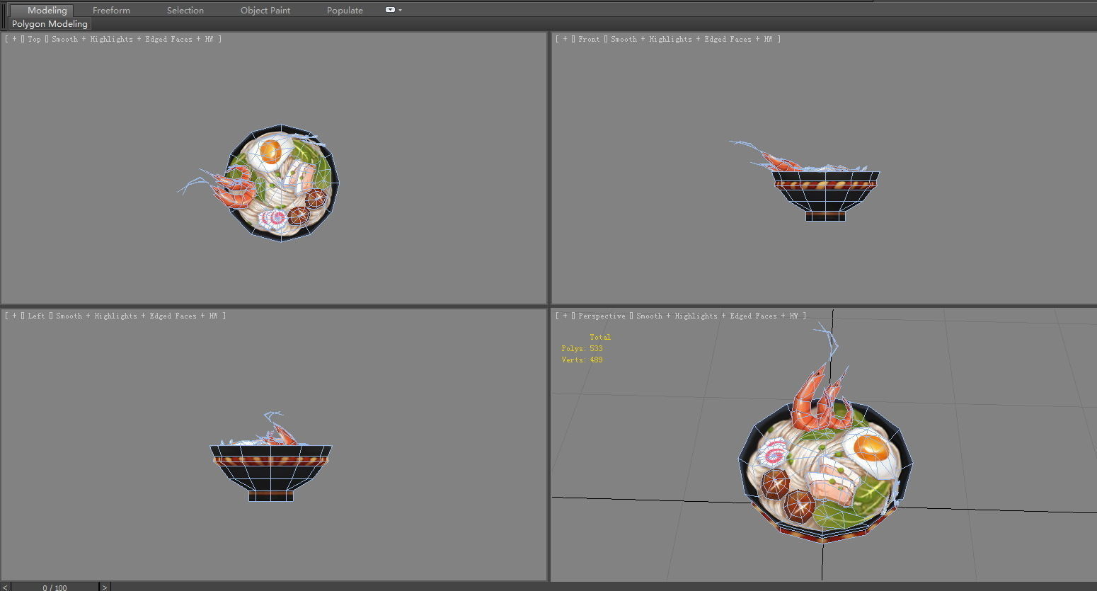 A bowl of noodles Low-poly 3D model_4