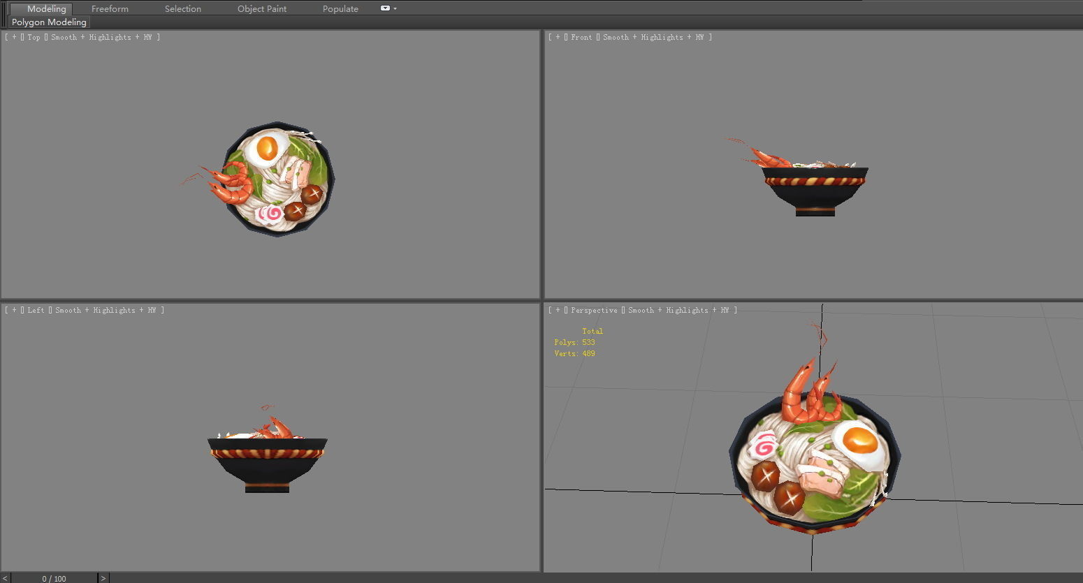 A bowl of noodles Low-poly 3D model_3