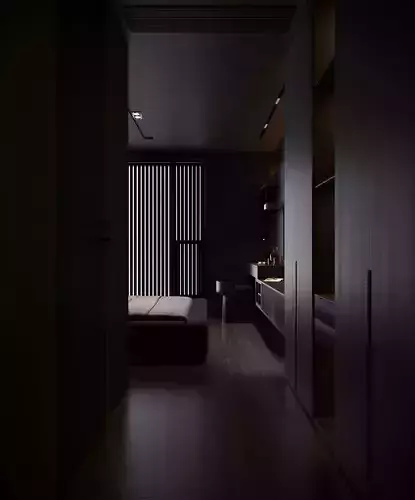 3D model of modern bedroom bathroom suite design