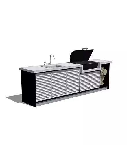 bbq grill roof garden low-poly 3d model