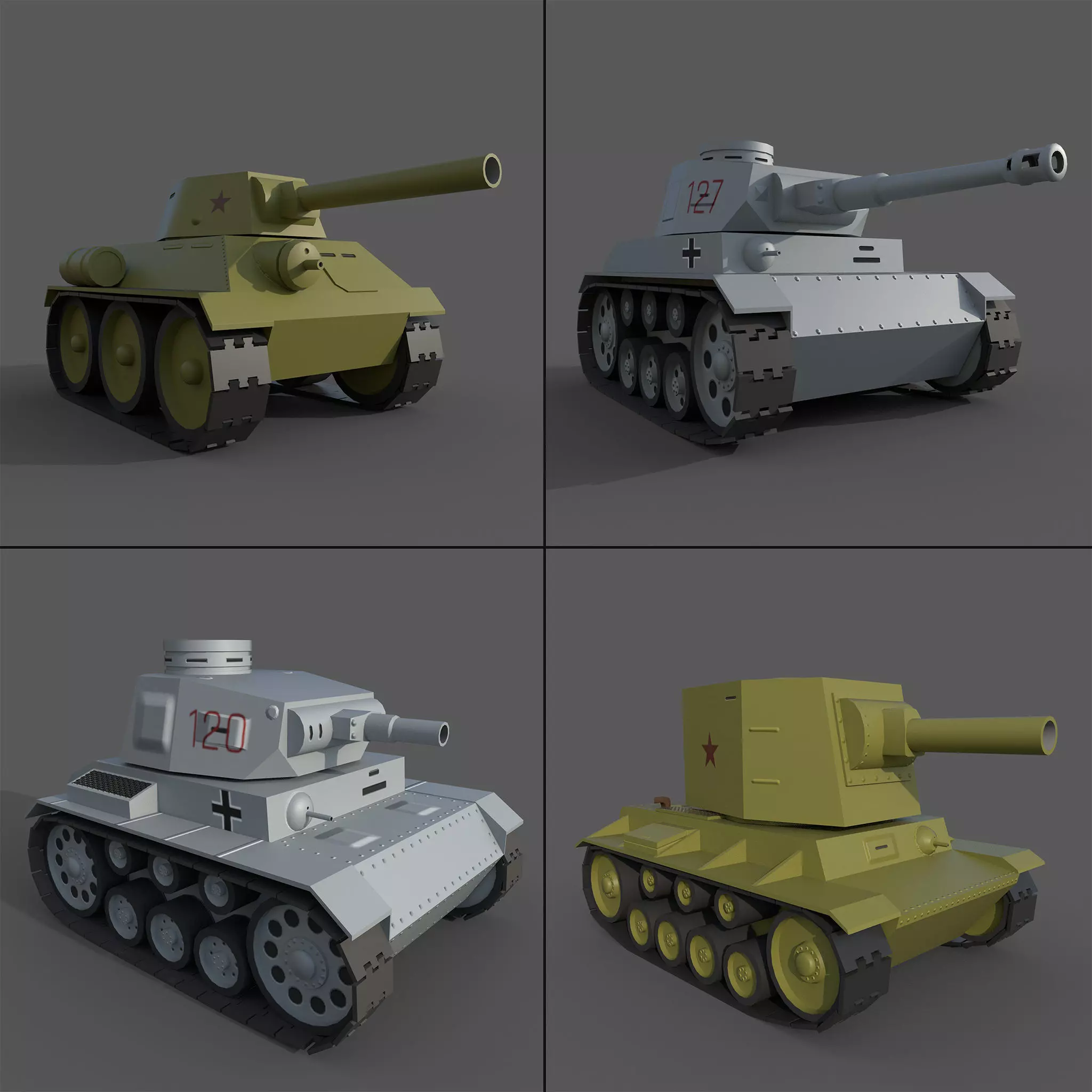 Cartoon tanks 3D Model Collection_0