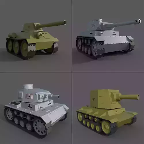 Cartoon tanks 3D Model Collection
