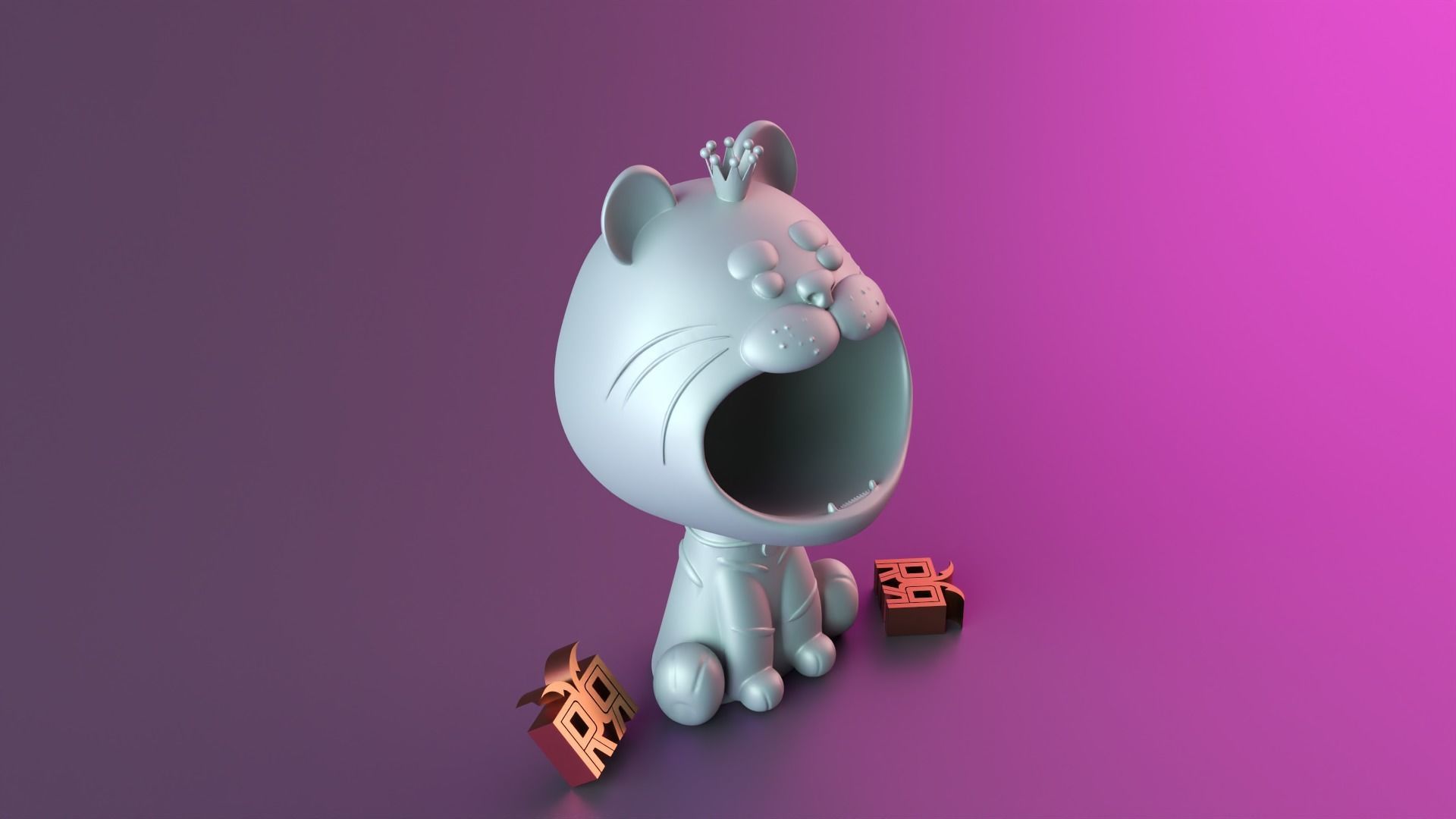 Tiger Sculpture Desk Organizer Entryway Key Holder 3D print model_3