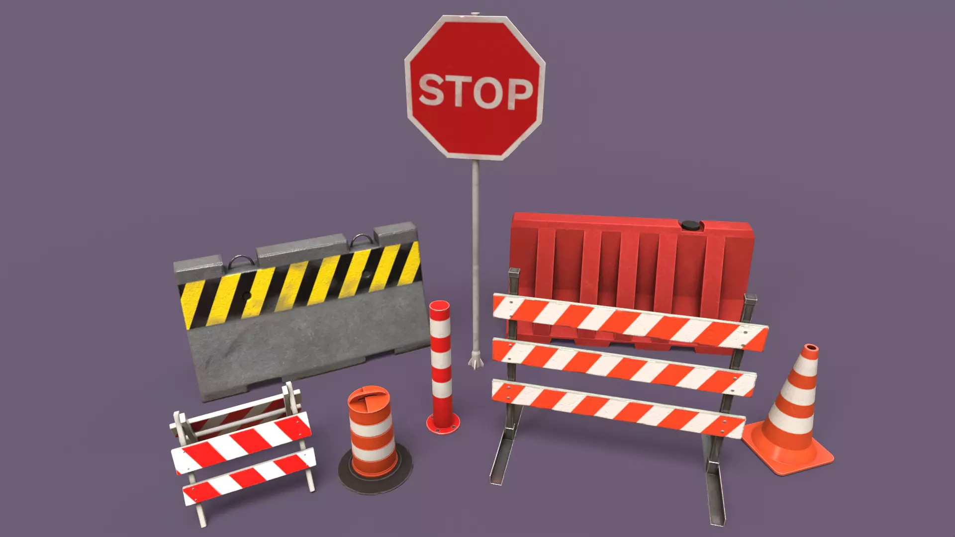 Traffic Objects Pack Low-poly 3D model_0