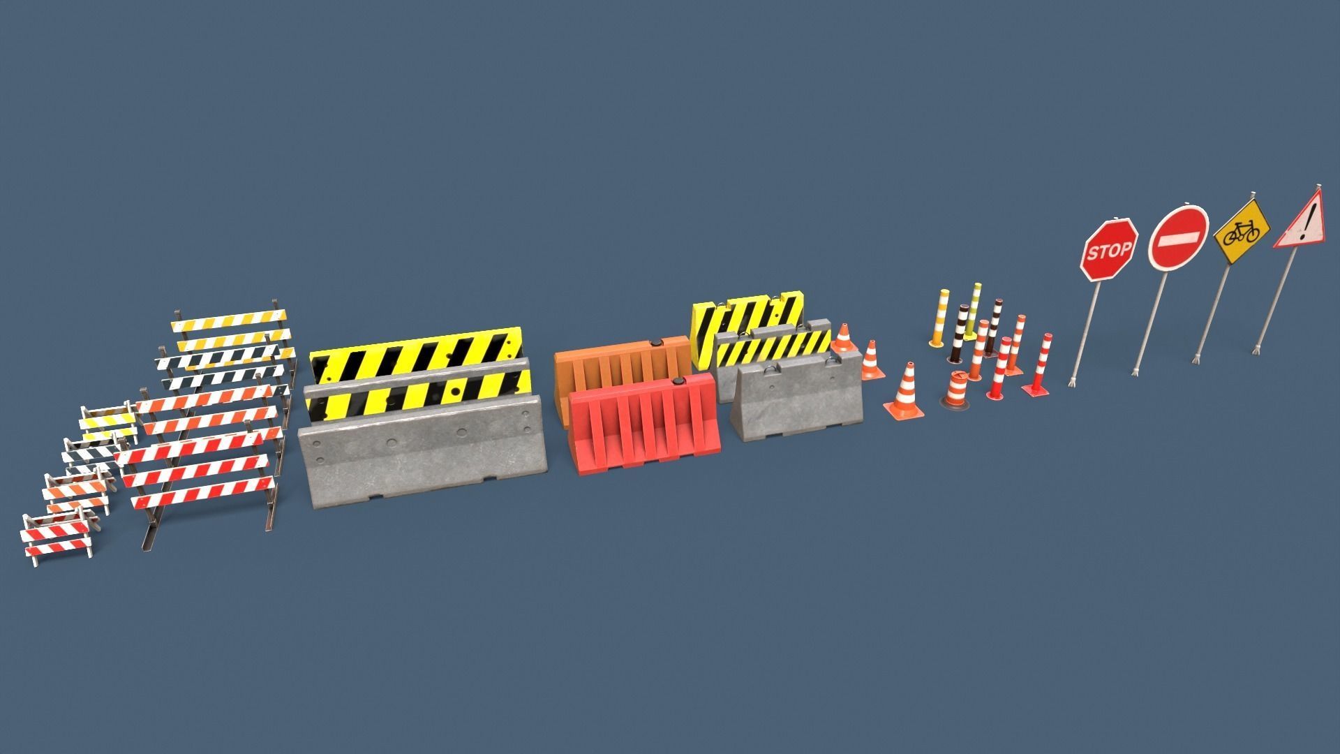 Traffic Objects Pack Low-poly 3D model_2