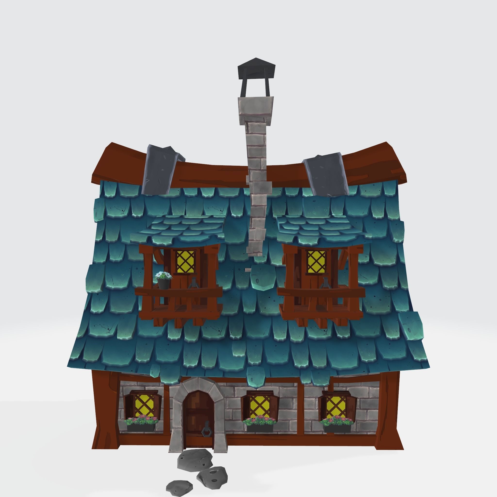 CarToon House Low-poly 3D model_2