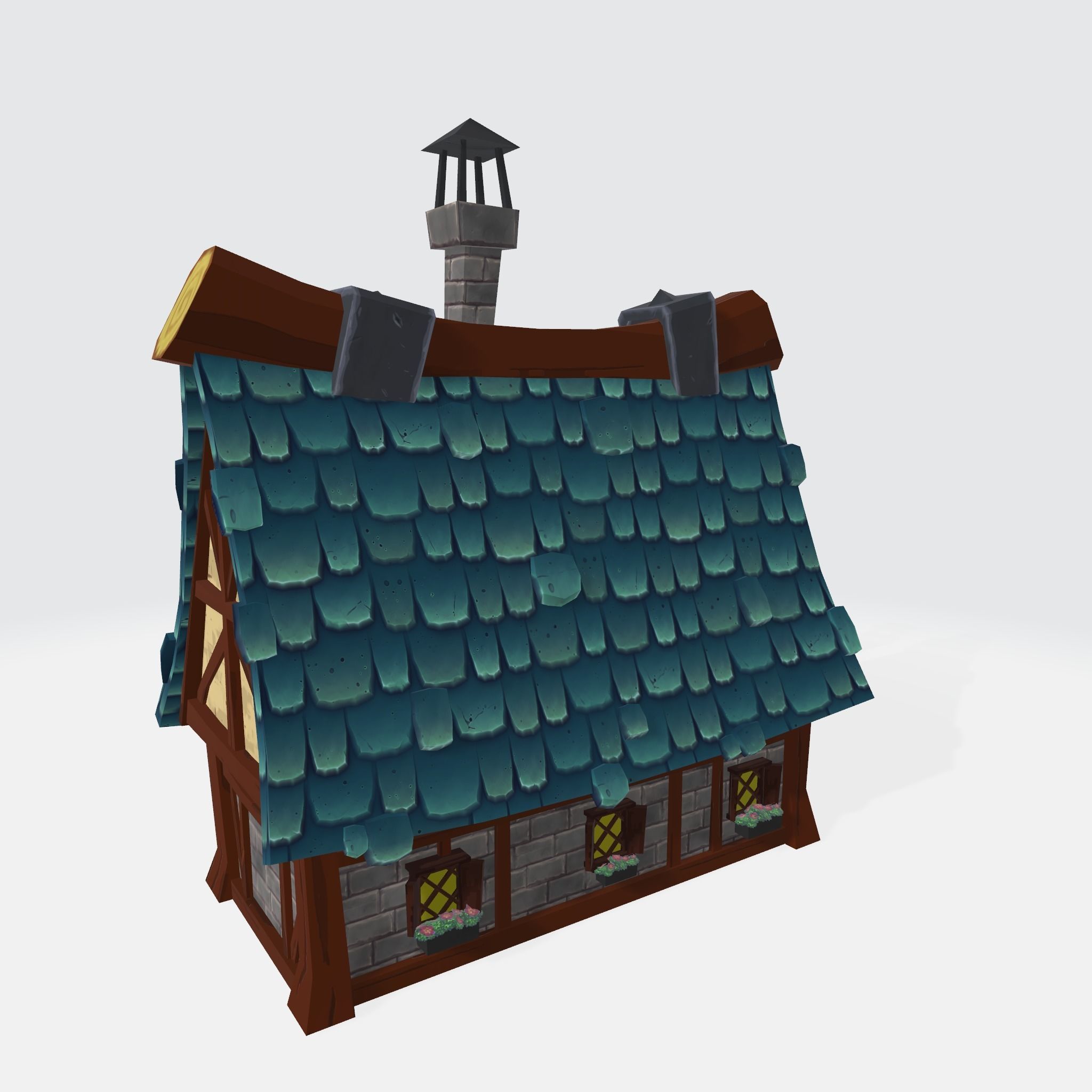 CarToon House Low-poly 3D model_3