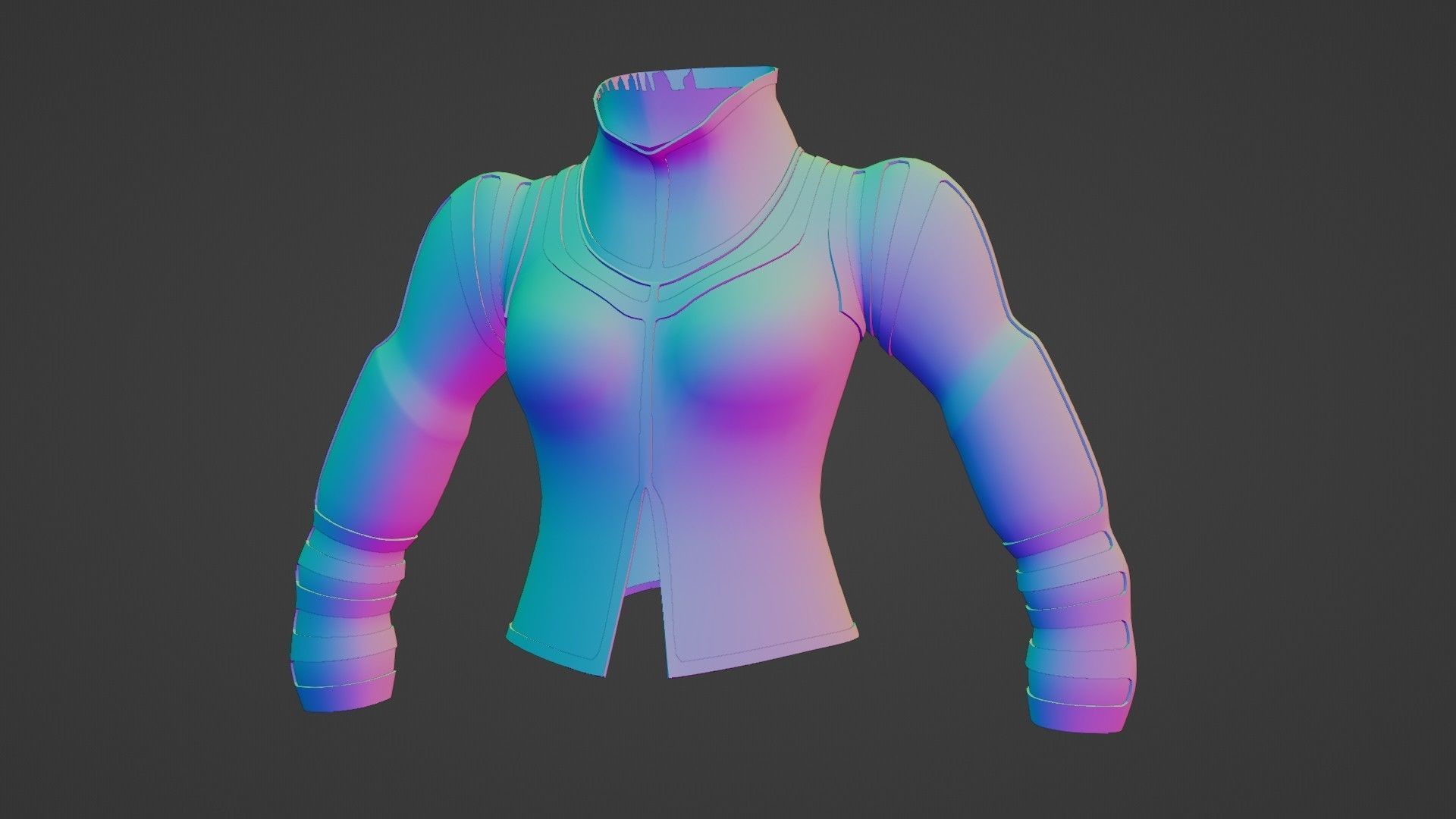 Female jacket Low-poly 3D model_10