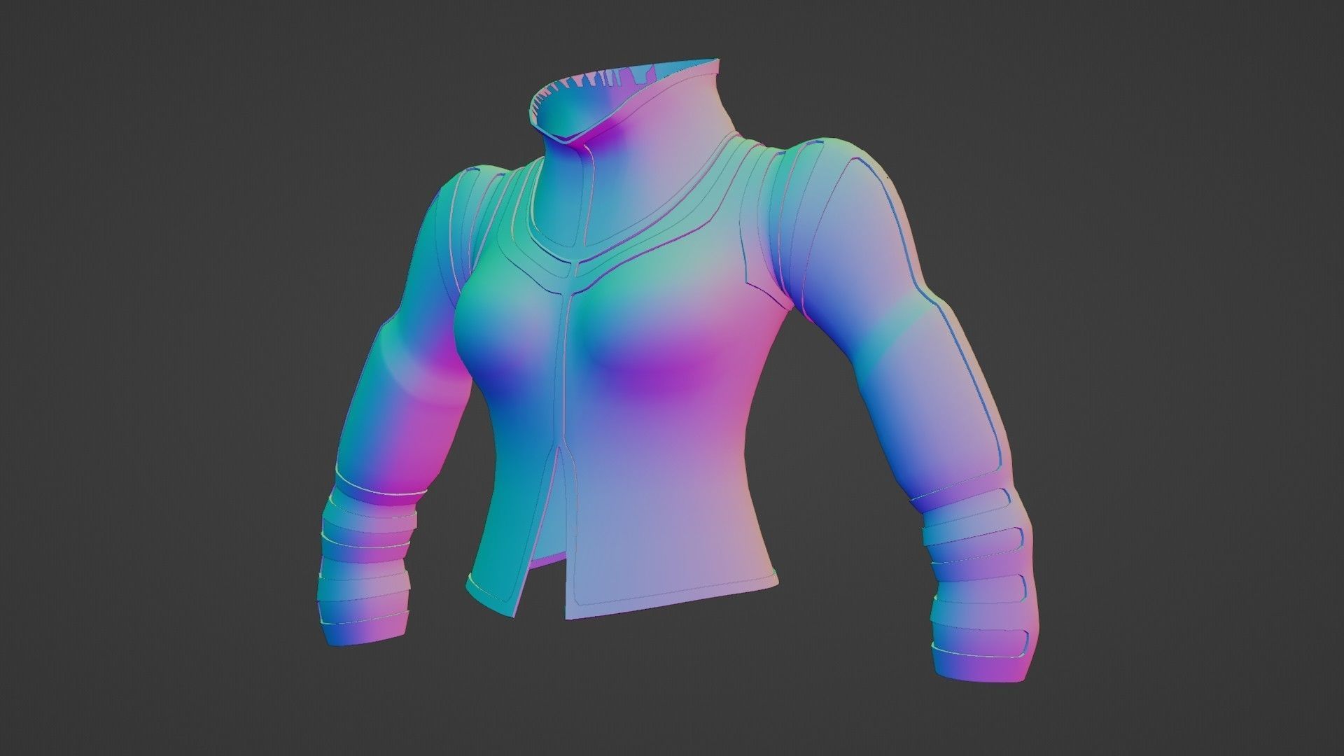 Female jacket Low-poly 3D model_11