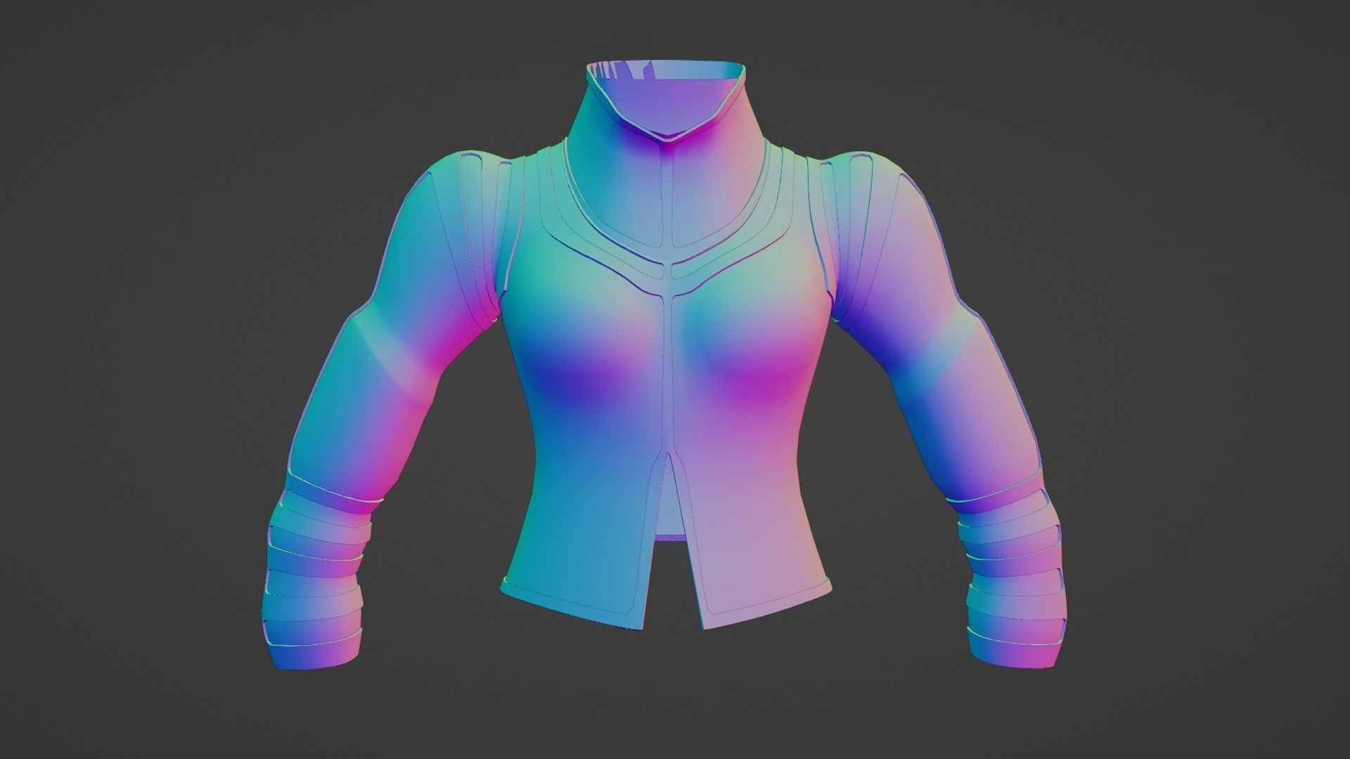 Female jacket Low-poly 3D model_4