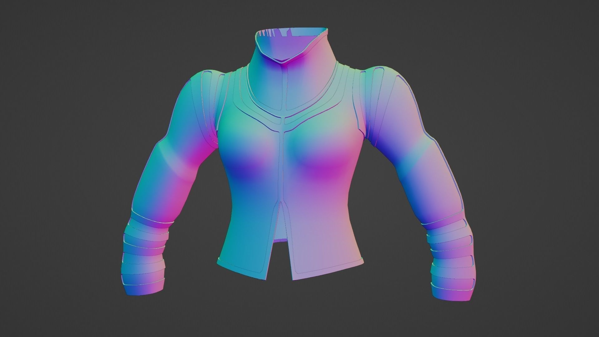 Female jacket Low-poly 3D model_8