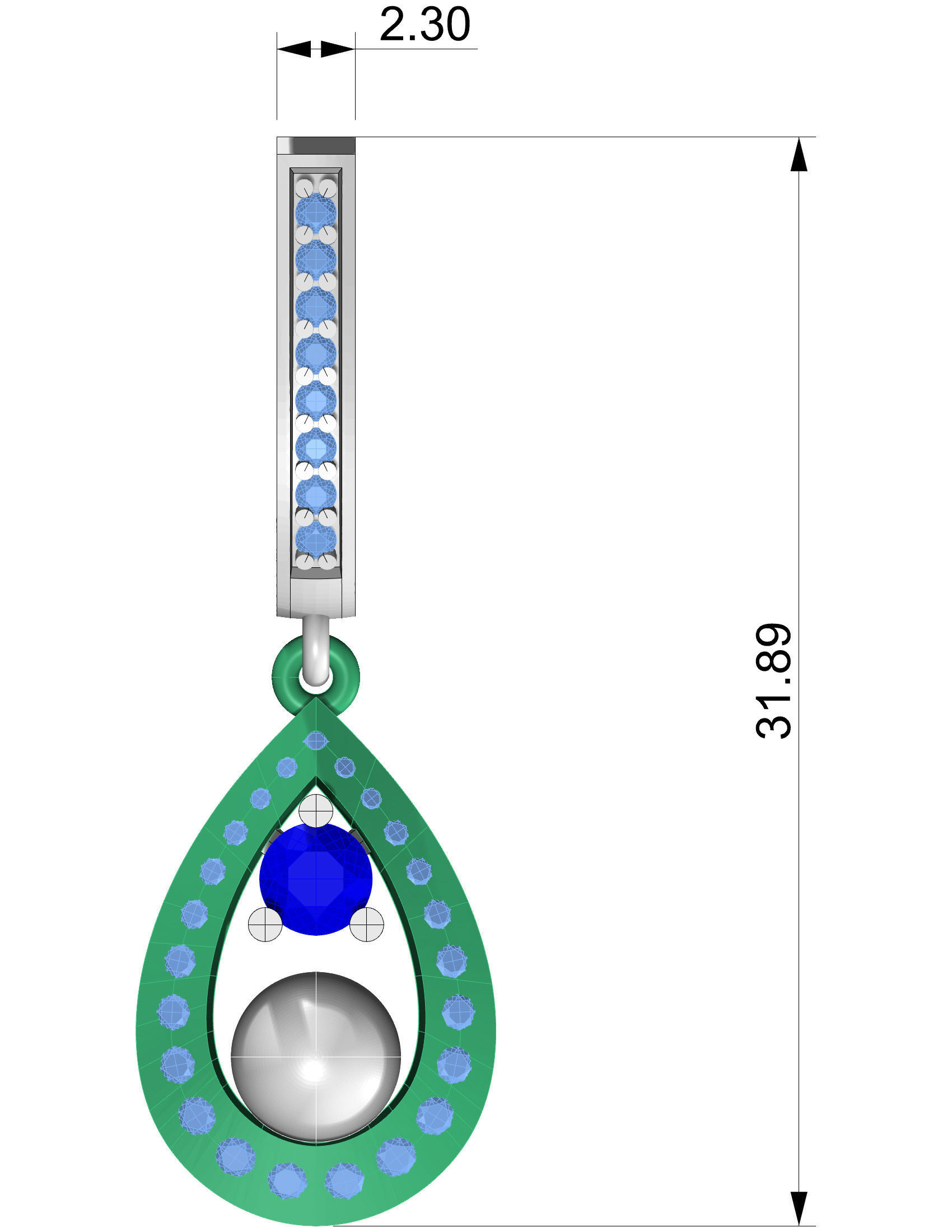 Fashion Chaumet earring with pearls  3D print model_1