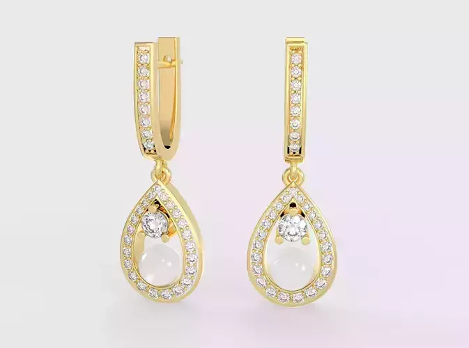 Fashion Chaumet earring with pearls  3D print model