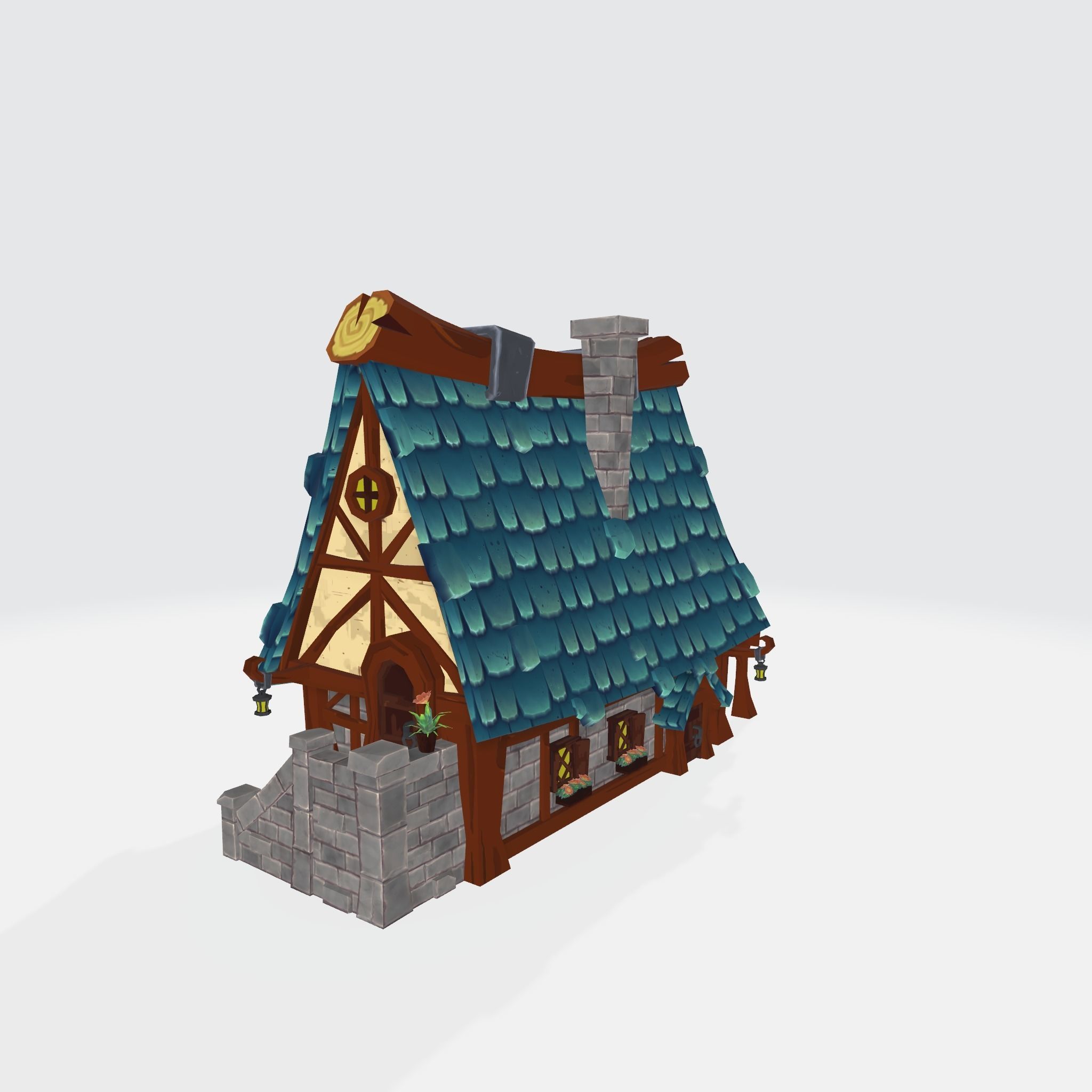 Cartoon House Low-poly 3D model_5