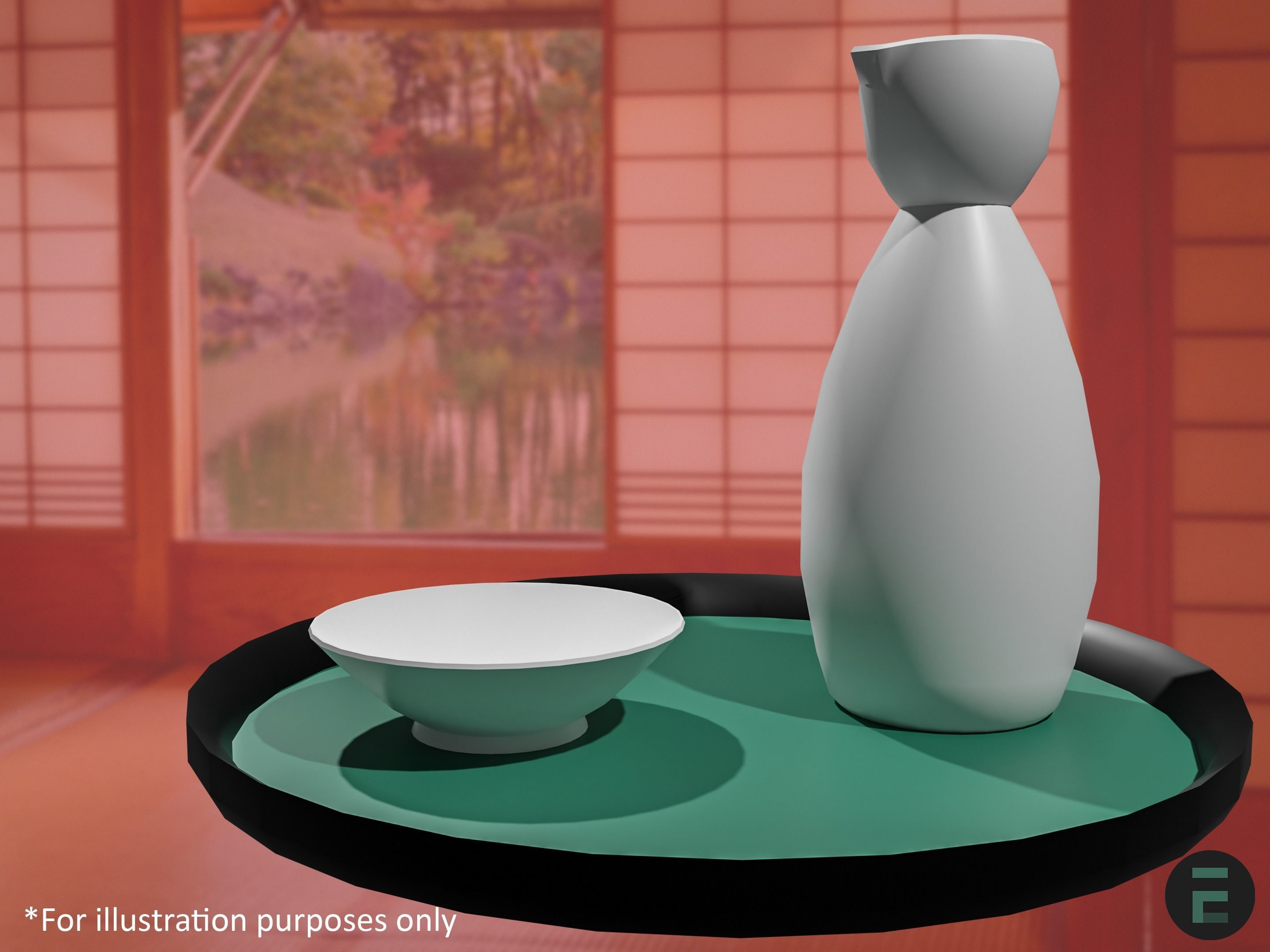 Japanese Sake set 3D model_8