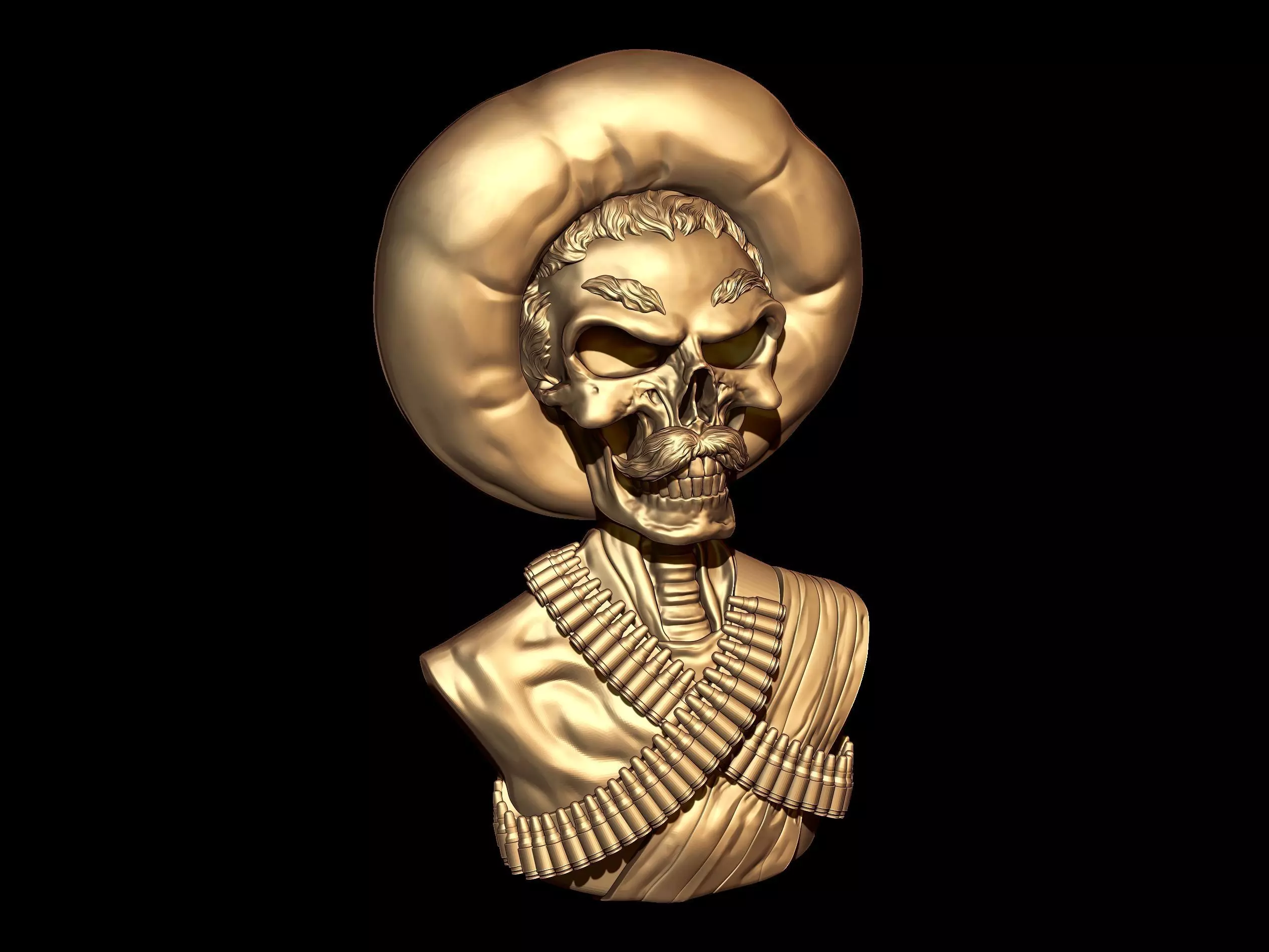 Day of The Dead Skeleton Emiliano Zapata Salazar Bust  3D print model_0