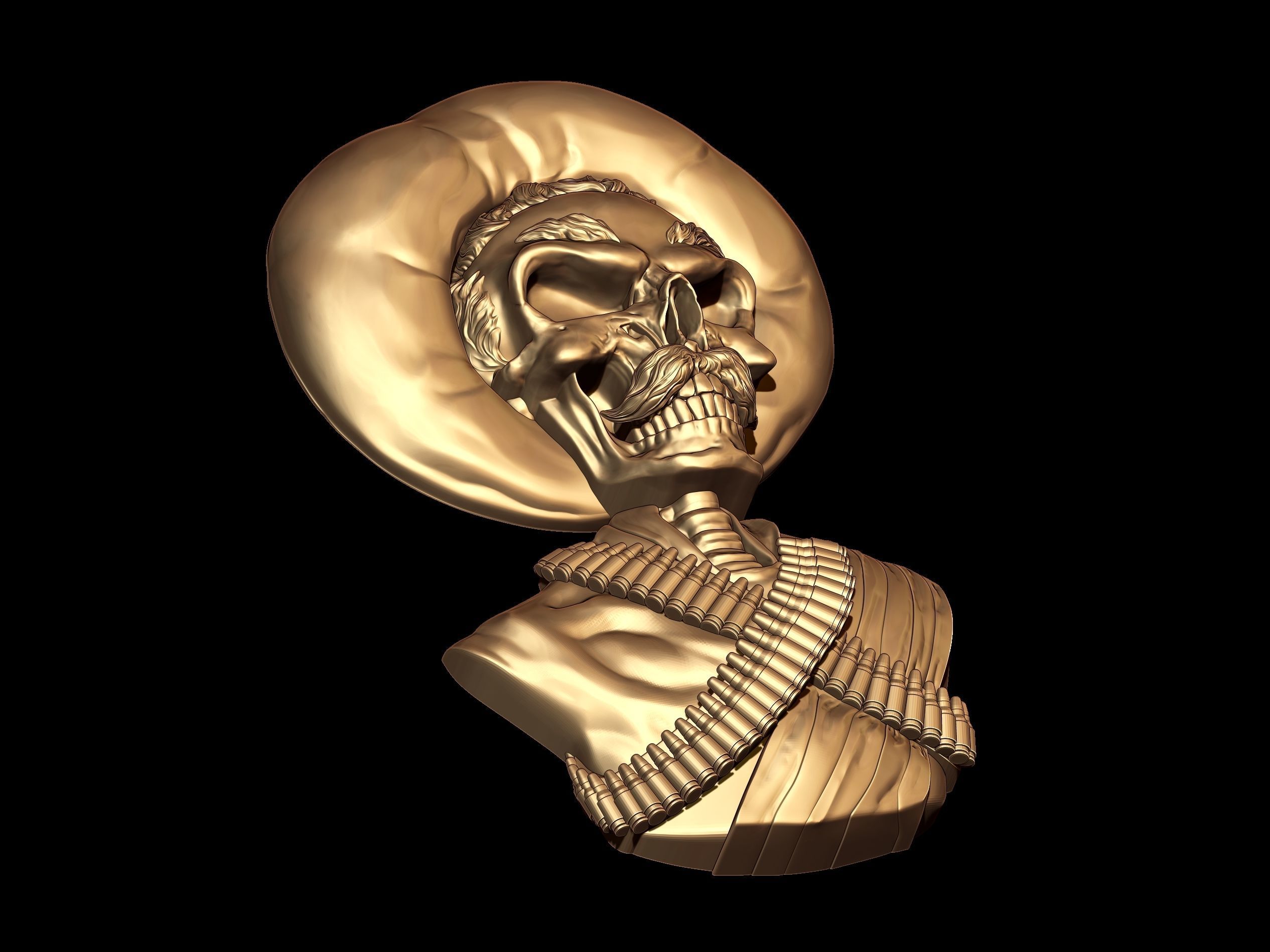 Day of The Dead Skeleton Emiliano Zapata Salazar Bust  3D print model_2