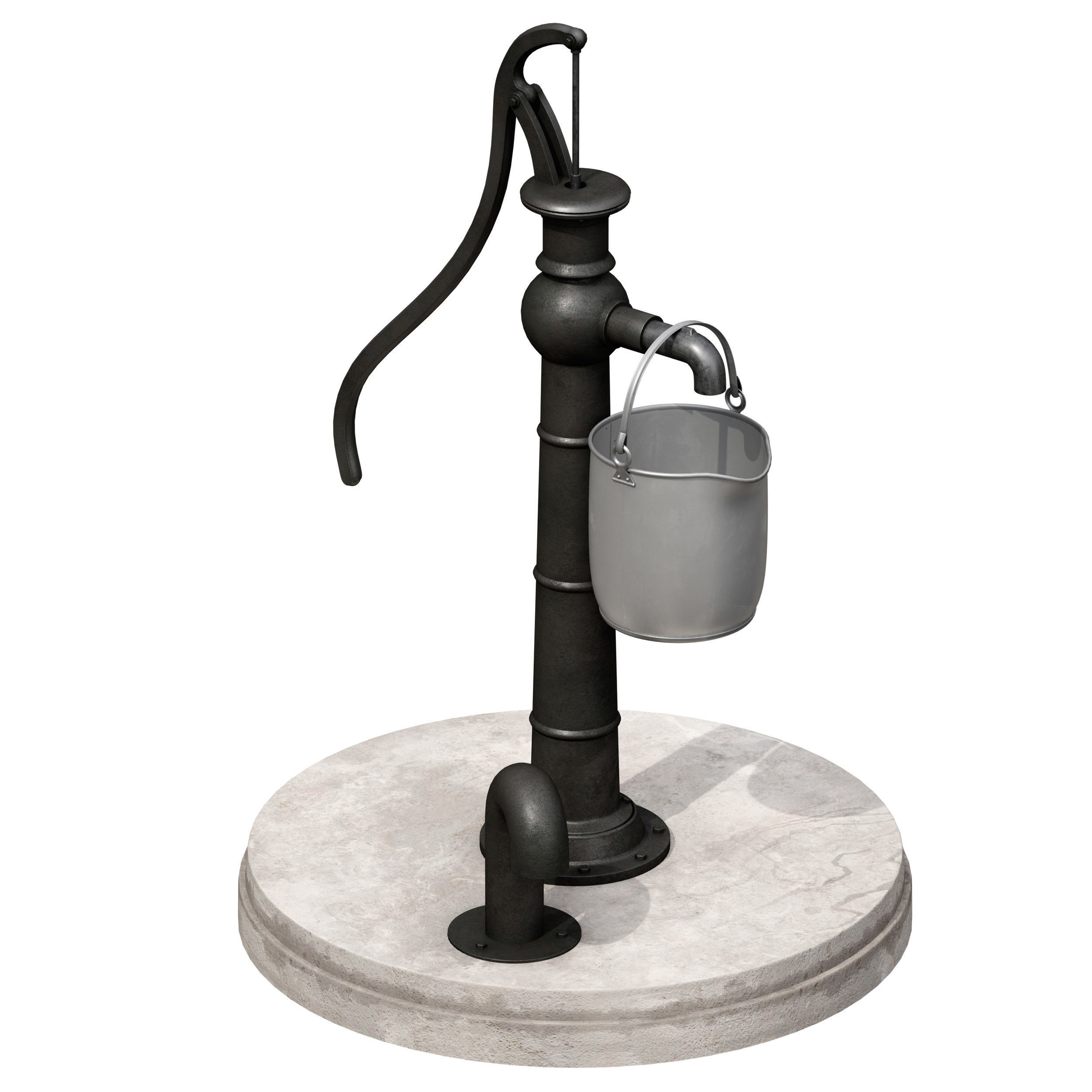 Outdoor water column with a bucket 3D model_9
