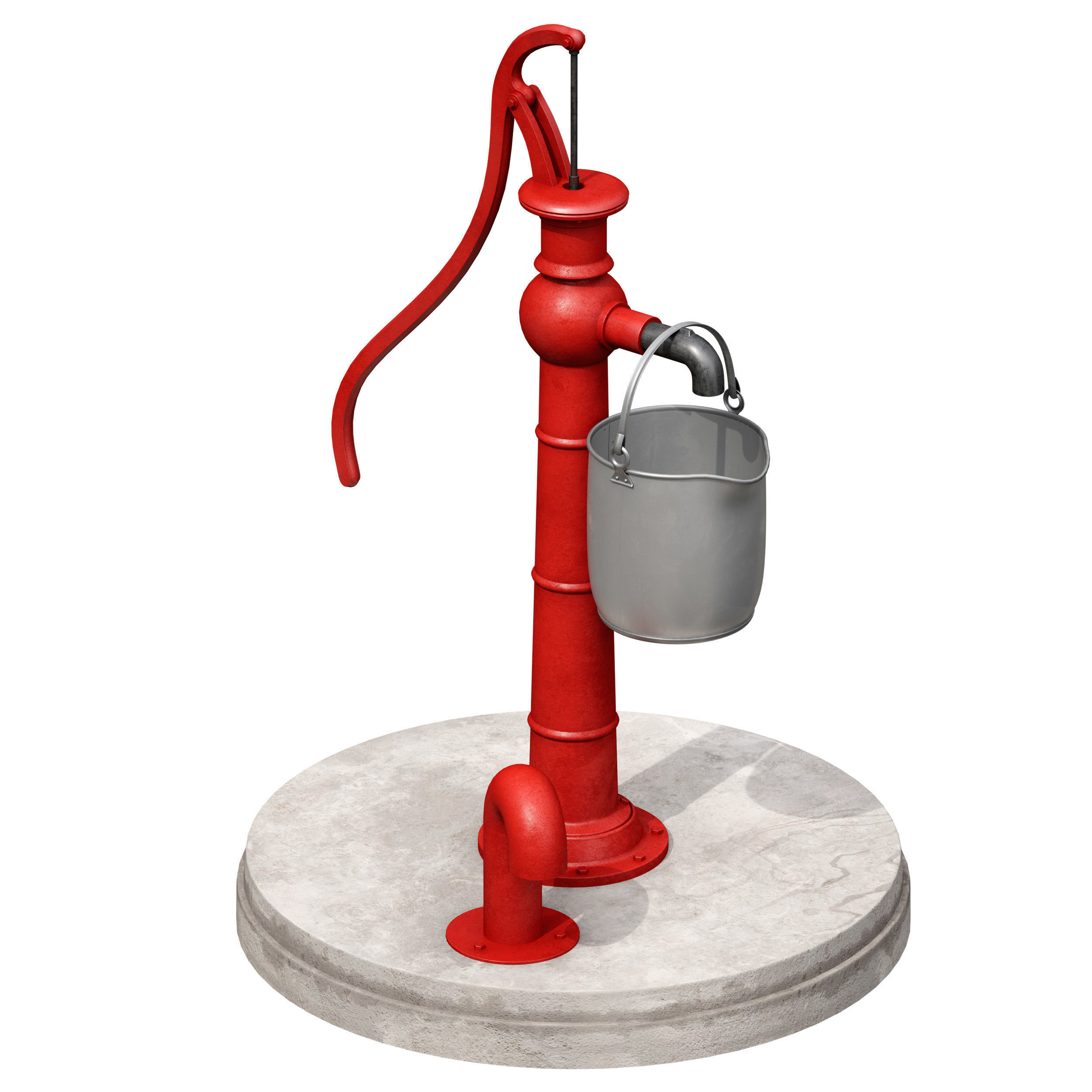Outdoor water column with a bucket 3D model_10