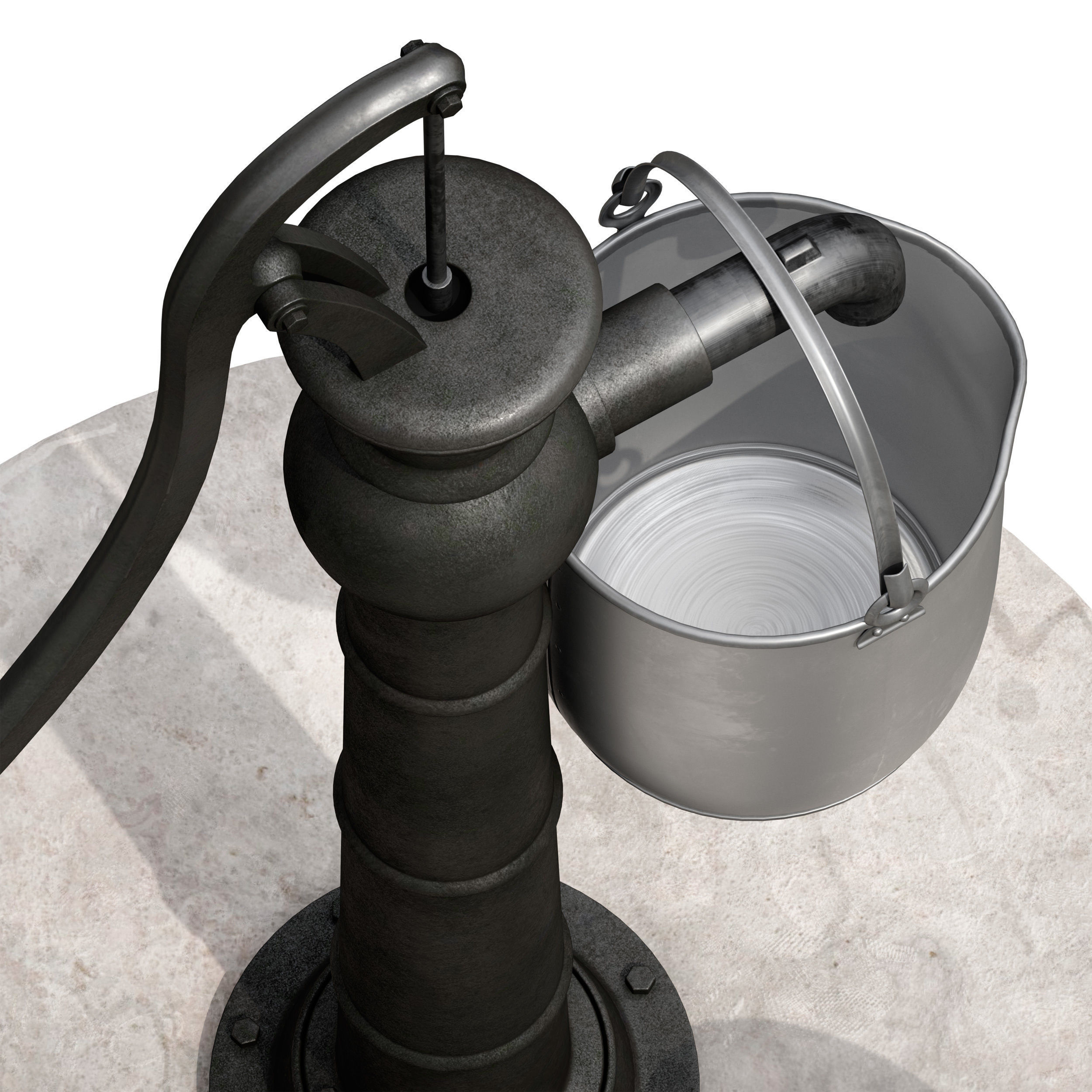 Outdoor water column with a bucket 3D model_25