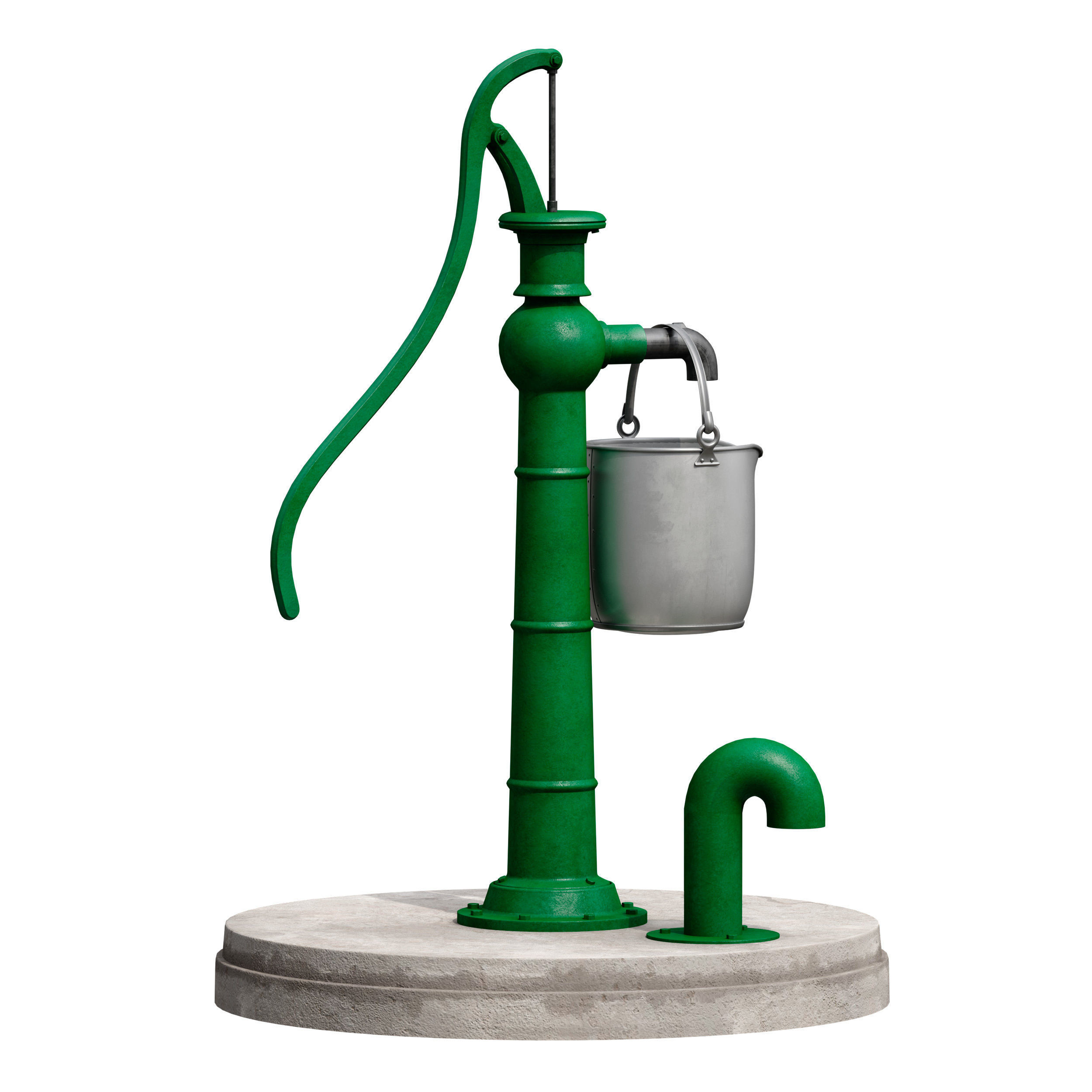 Outdoor water column with a bucket 3D model_5