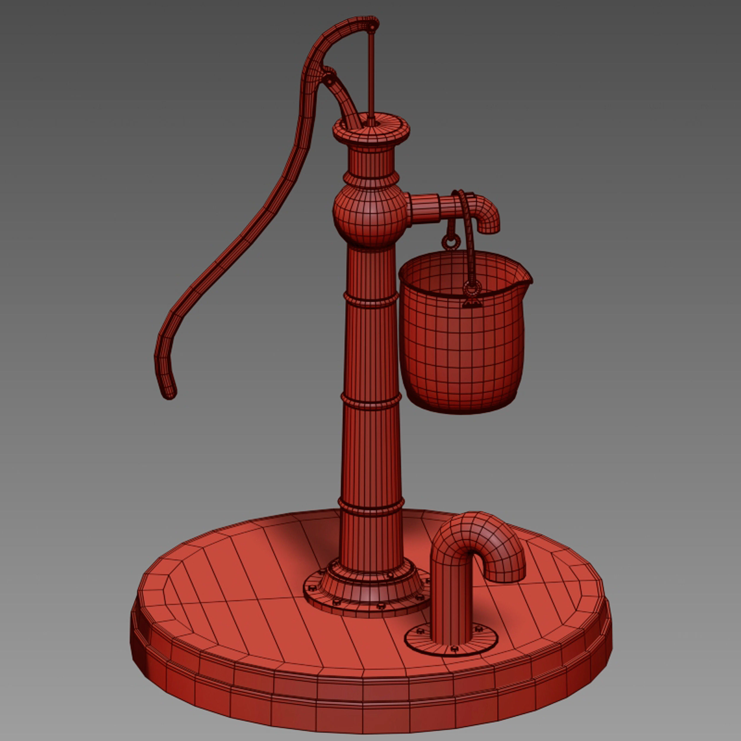 Outdoor water column with a bucket 3D model_33