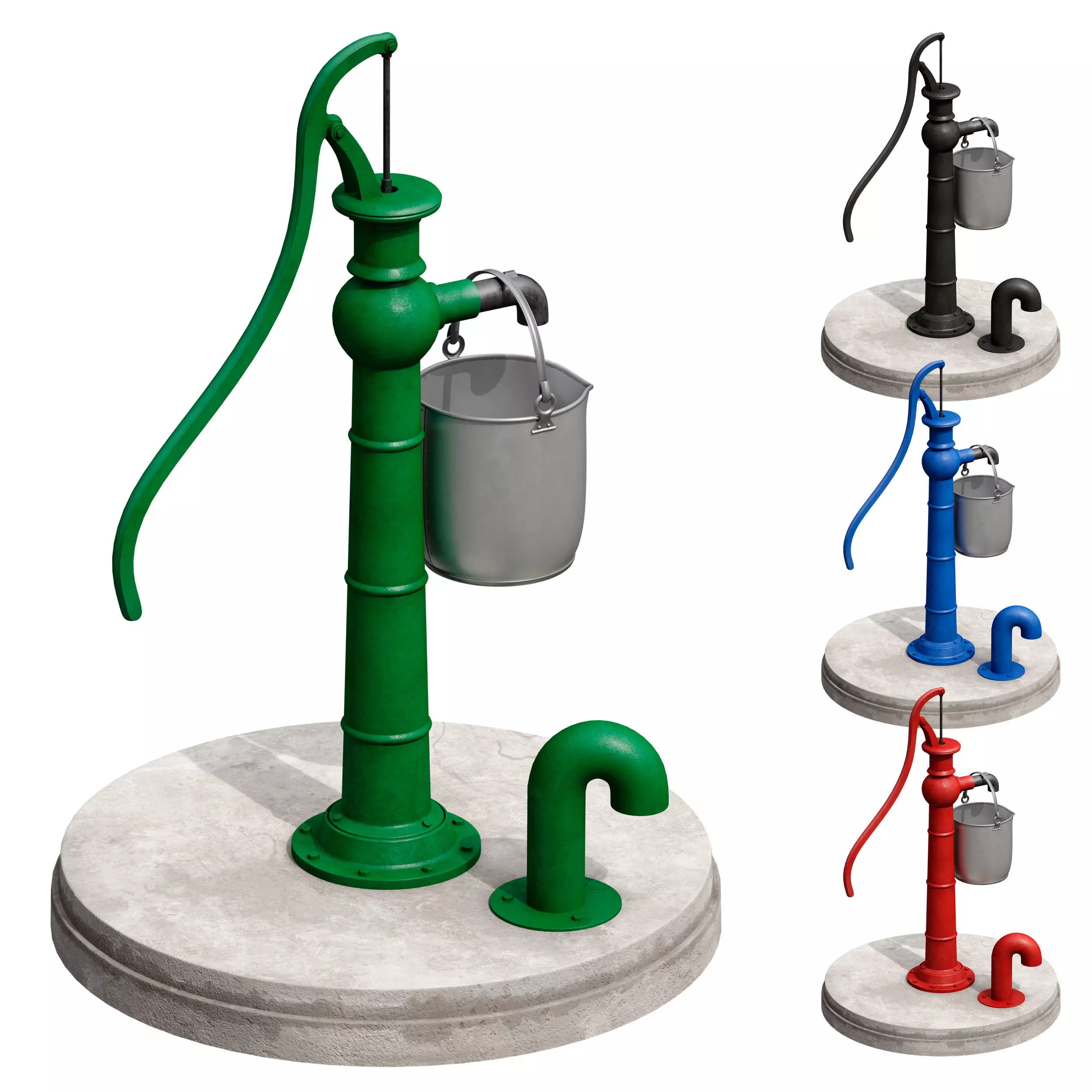 Outdoor water column with a bucket 3D model_0