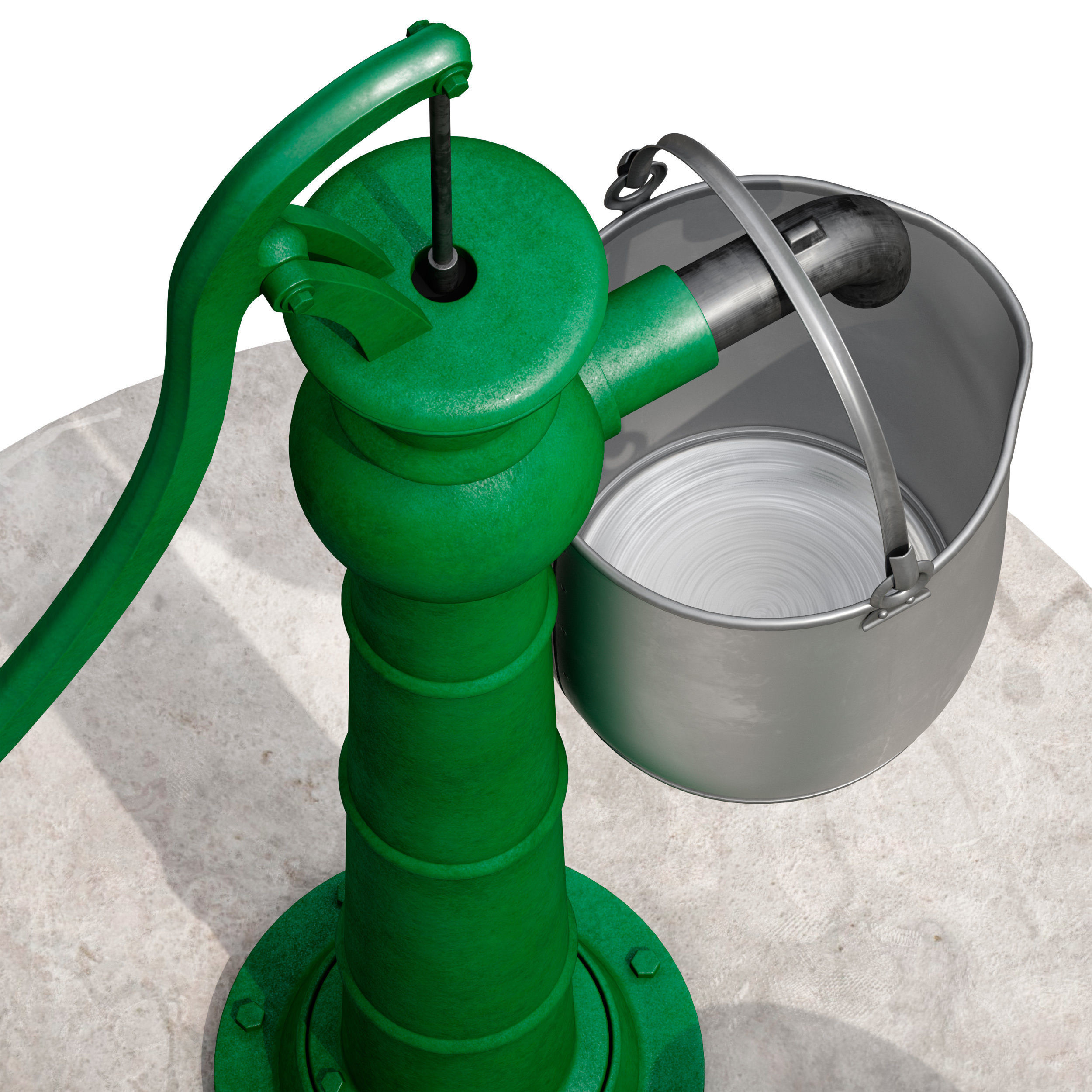 Outdoor water column with a bucket 3D model_28