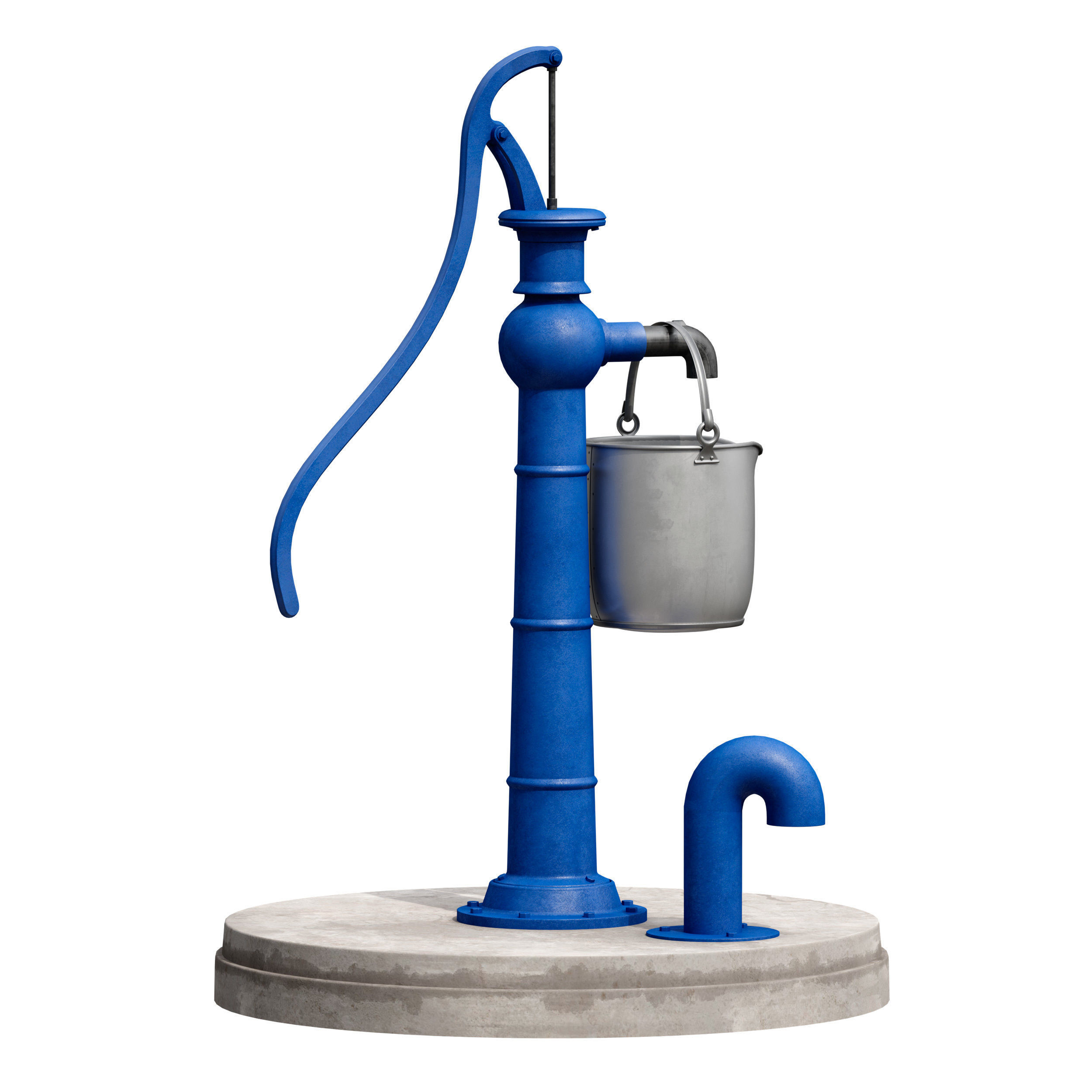 Outdoor water column with a bucket 3D model_6