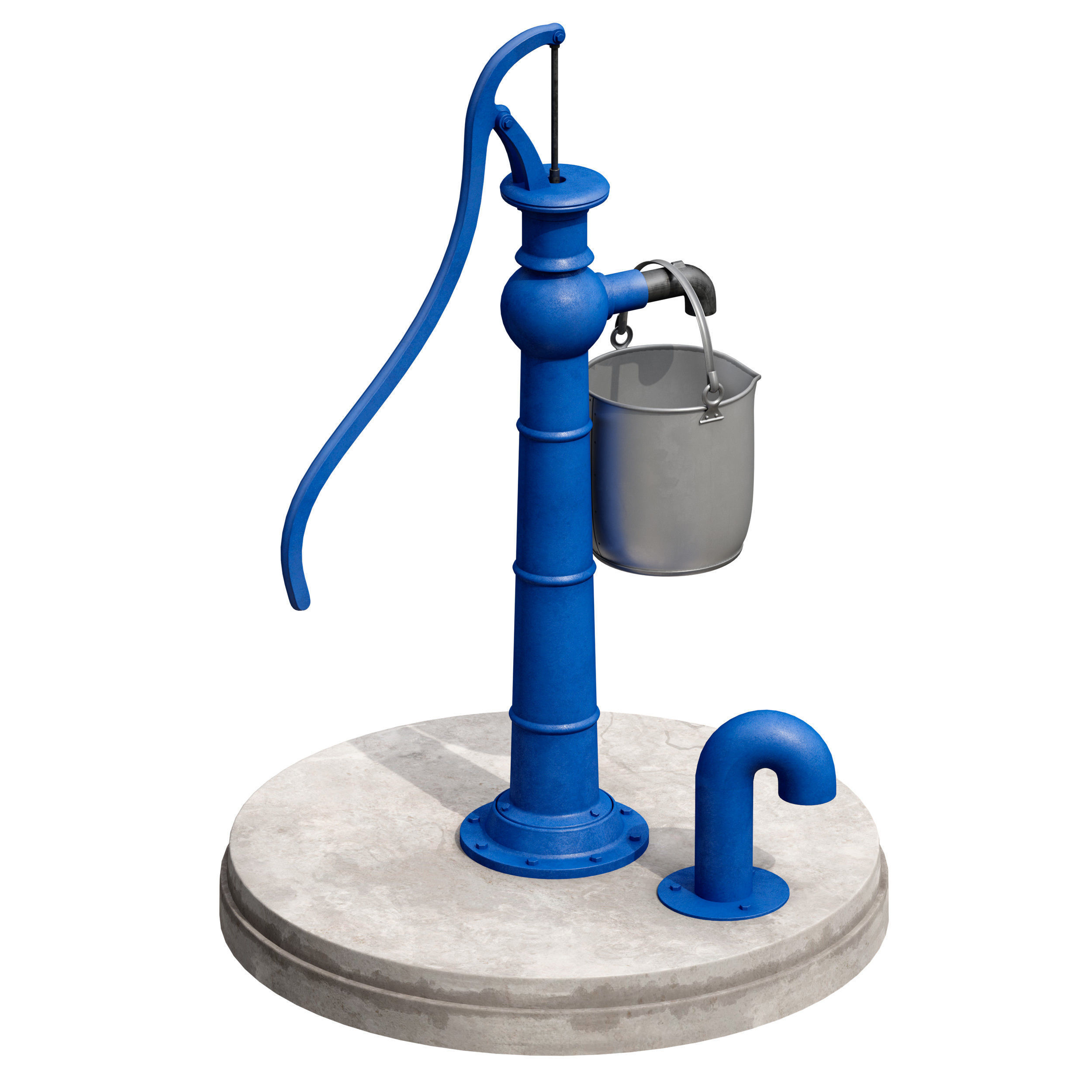 Outdoor water column with a bucket 3D model_3