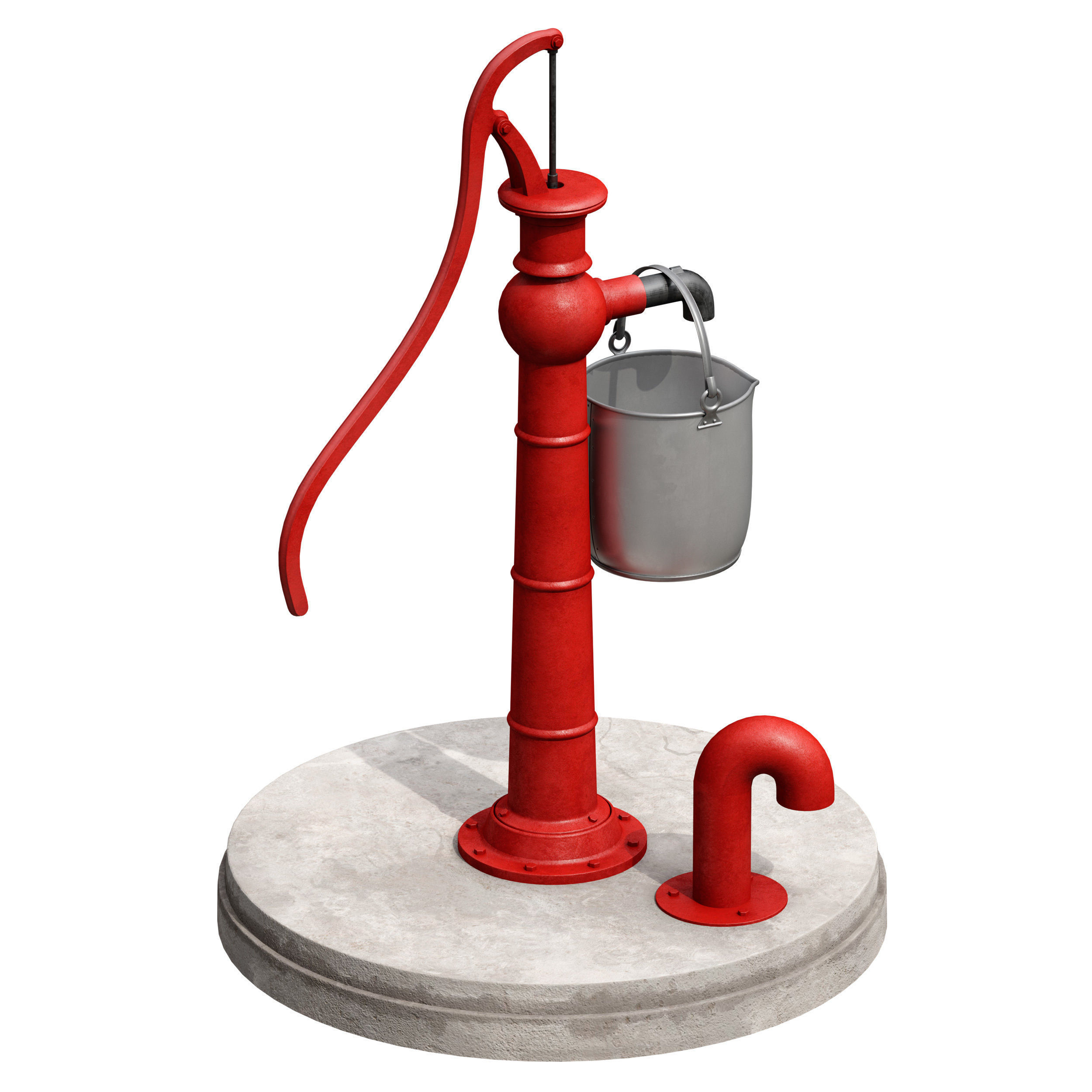 Outdoor water column with a bucket 3D model_2