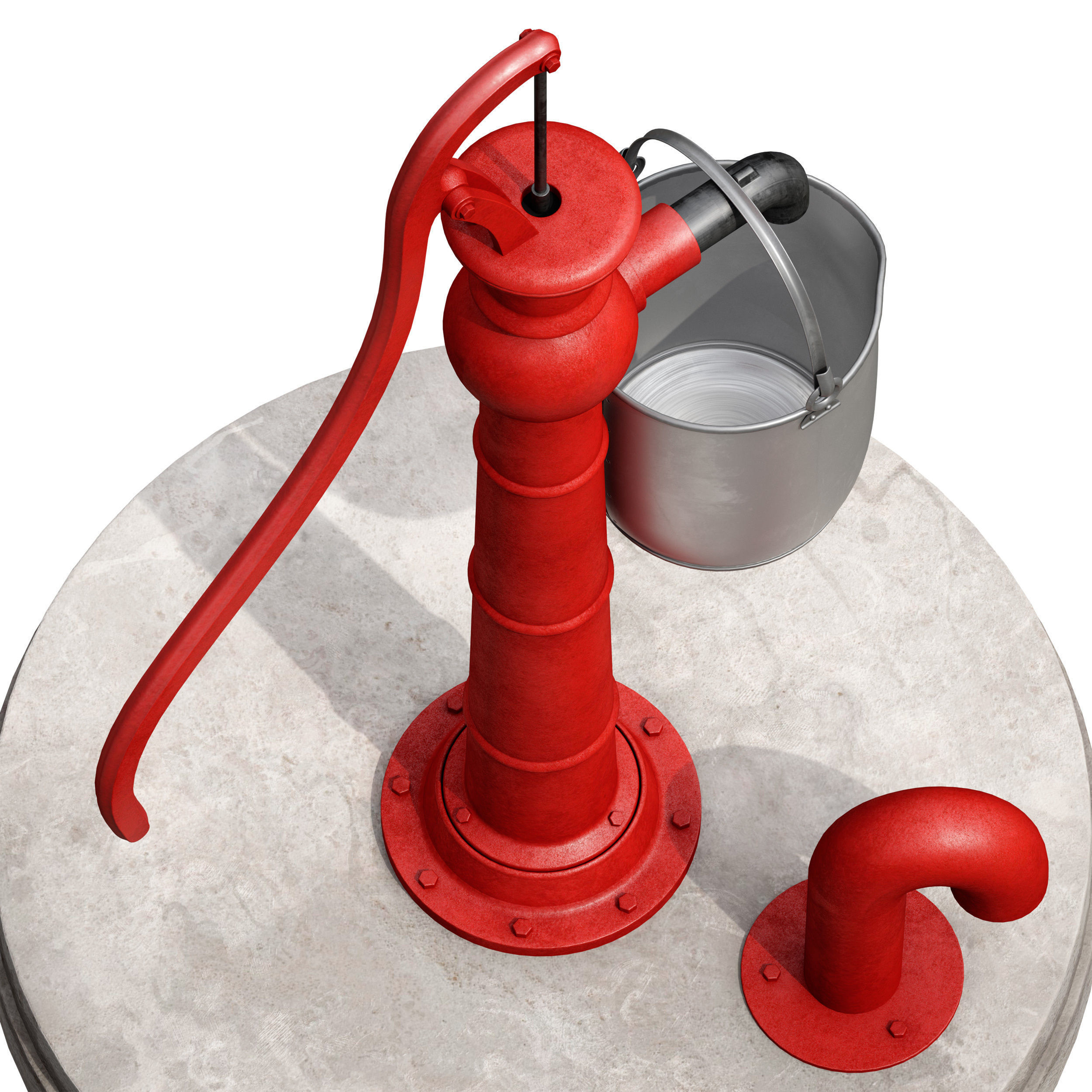 Outdoor water column with a bucket 3D model_15