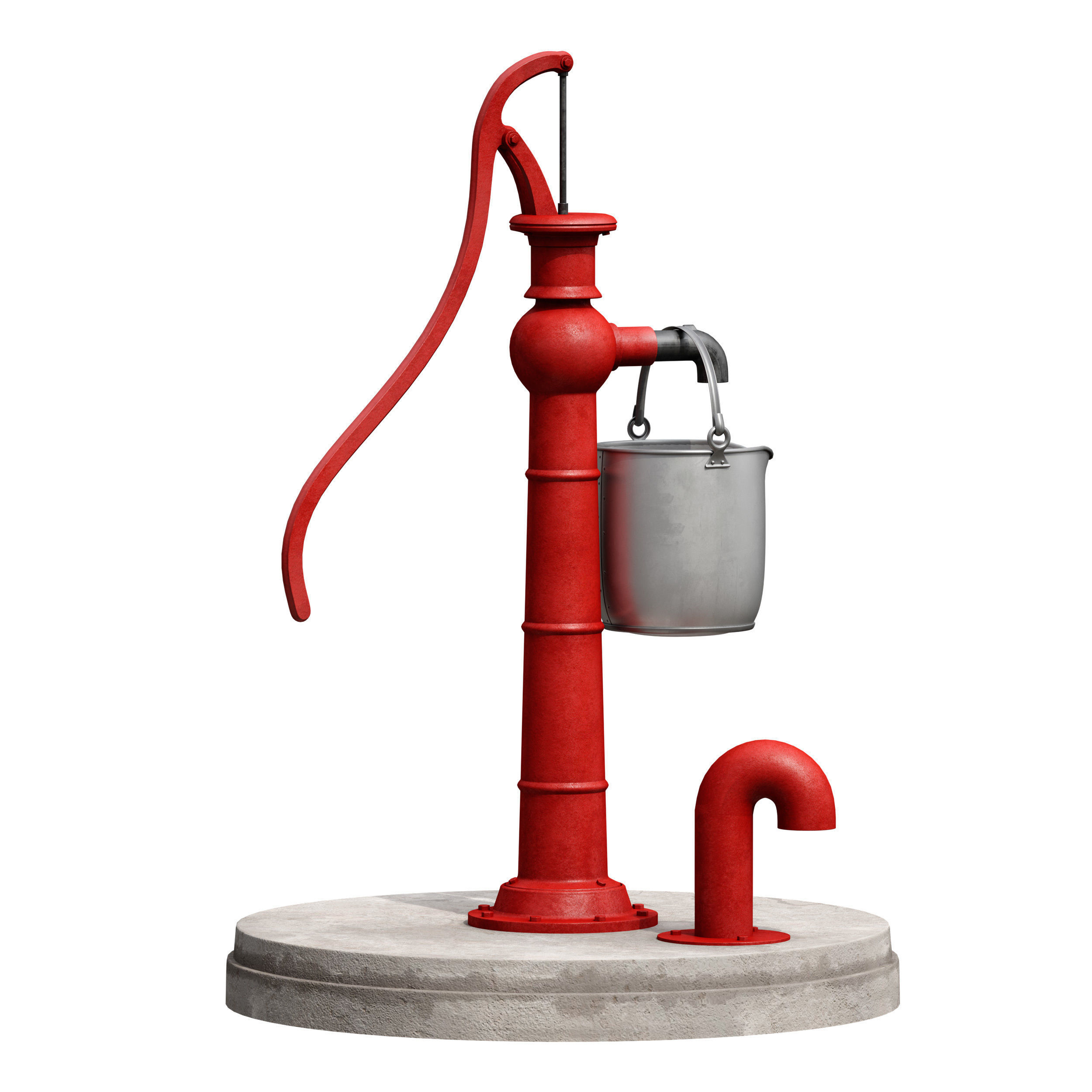 Outdoor water column with a bucket 3D model_7