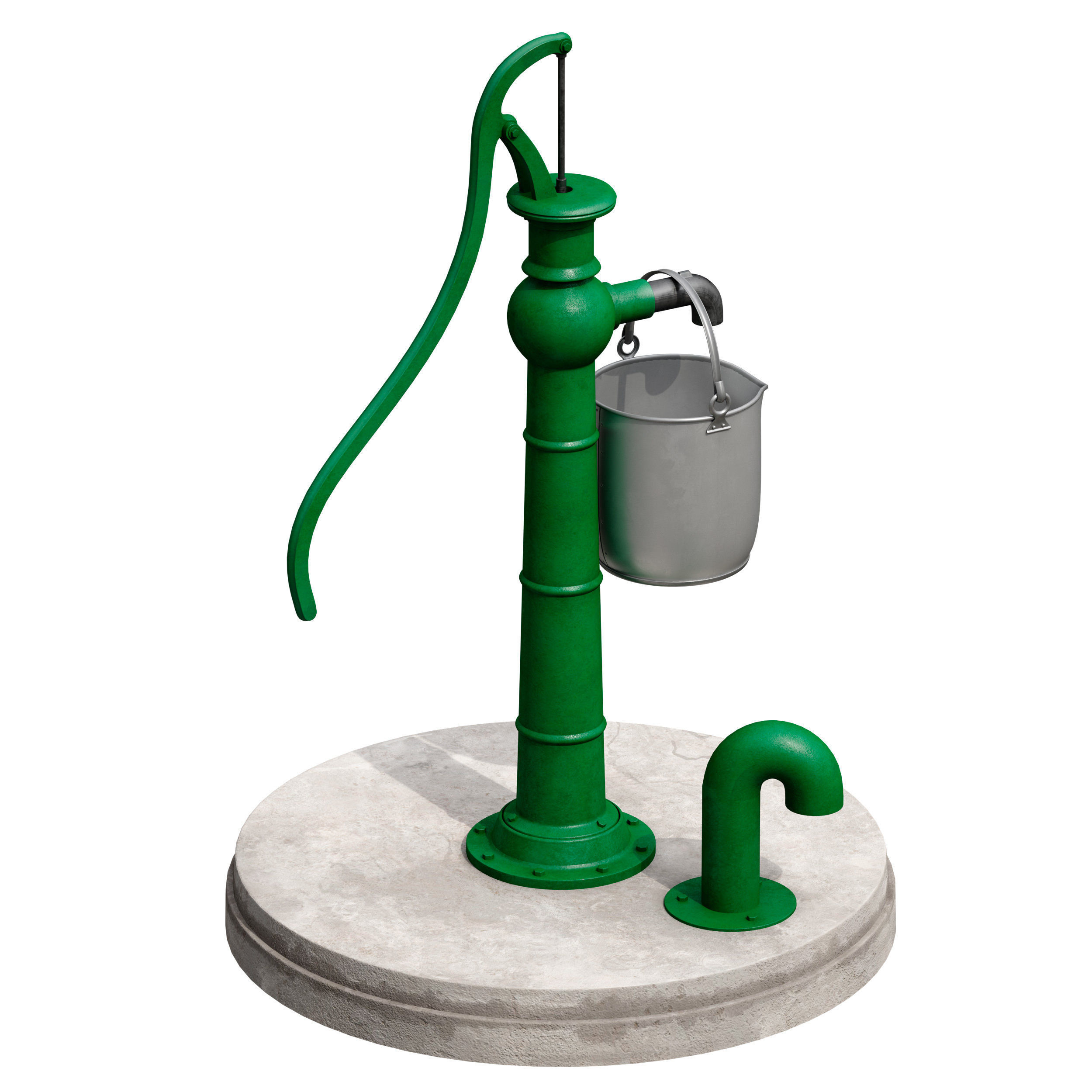 Outdoor water column with a bucket 3D model_4