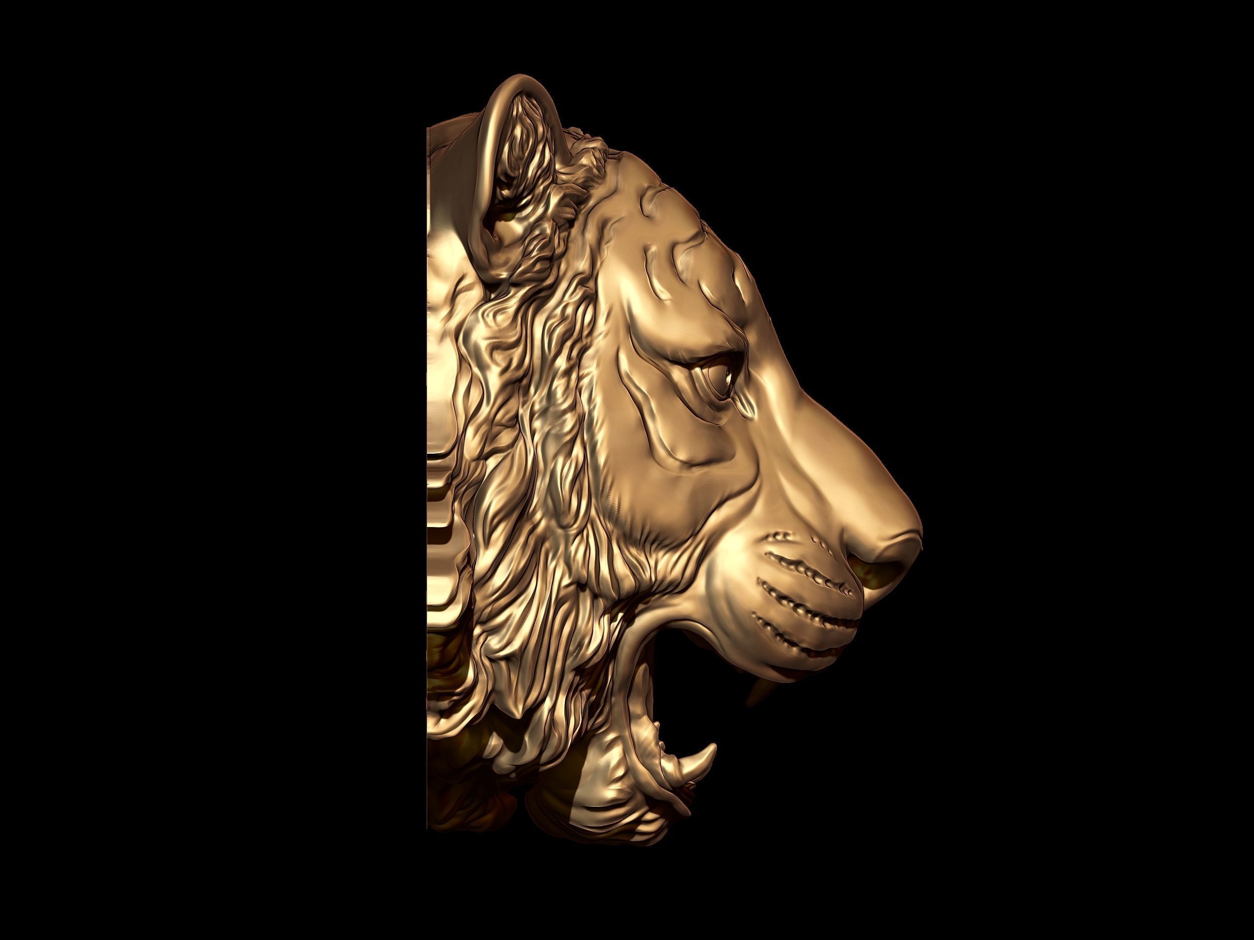 Tiger head 3D print model_1
