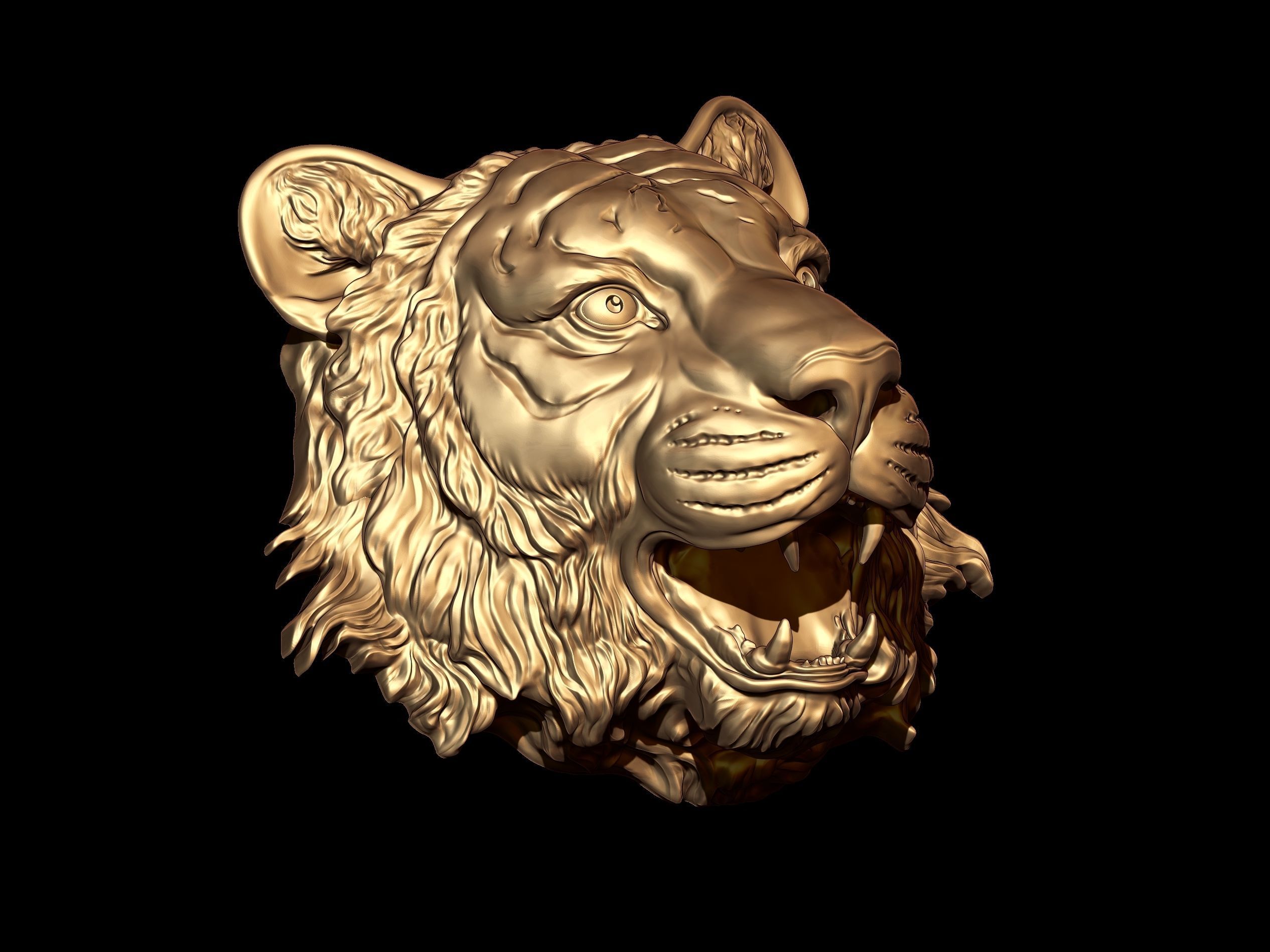 Tiger head 3D print model_2